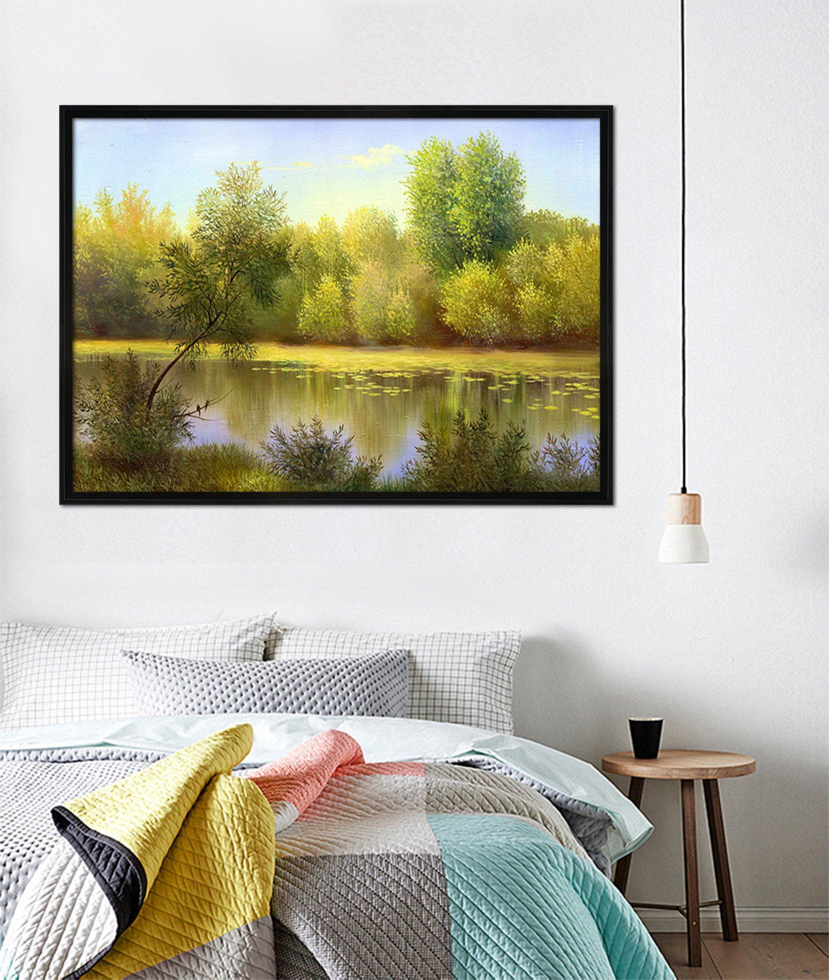 3D Riverside Tree 175 Fake Framed Print Painting Wallpaper AJ Creativity Home