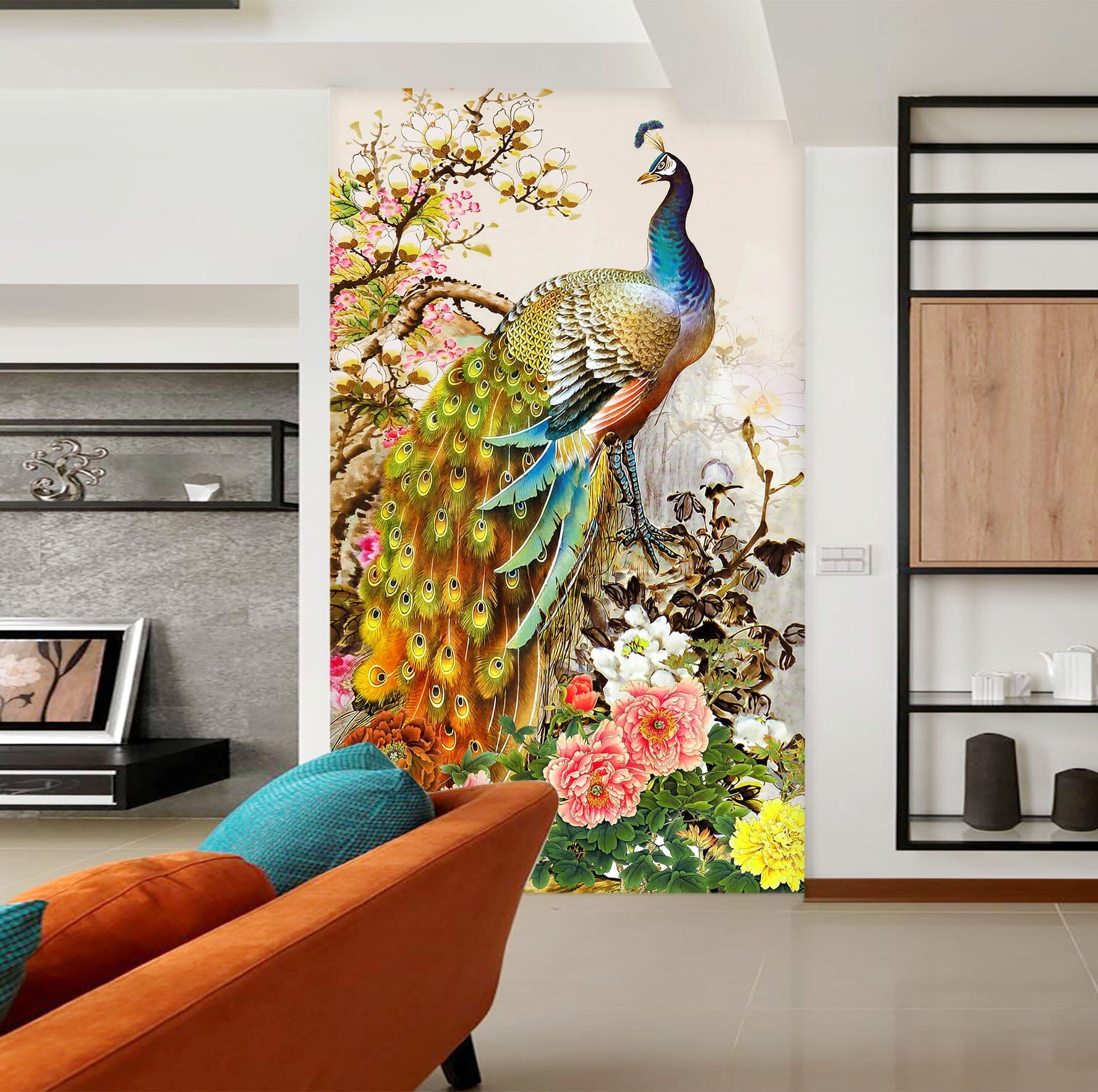 3D Flower Peacock 1875 Wall Murals Wallpaper AJ Wallpaper 2