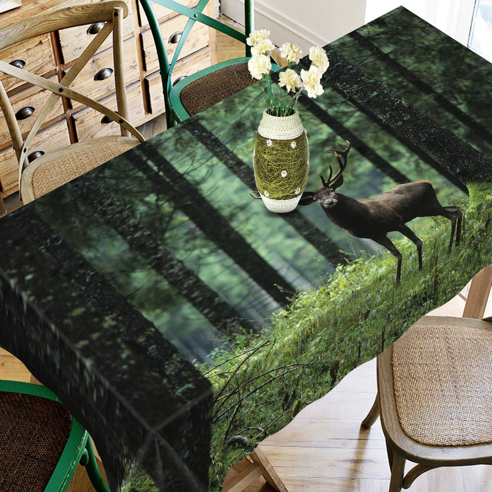 3D Forest Deer 728 Tablecloths Wallpaper AJ Wallpaper