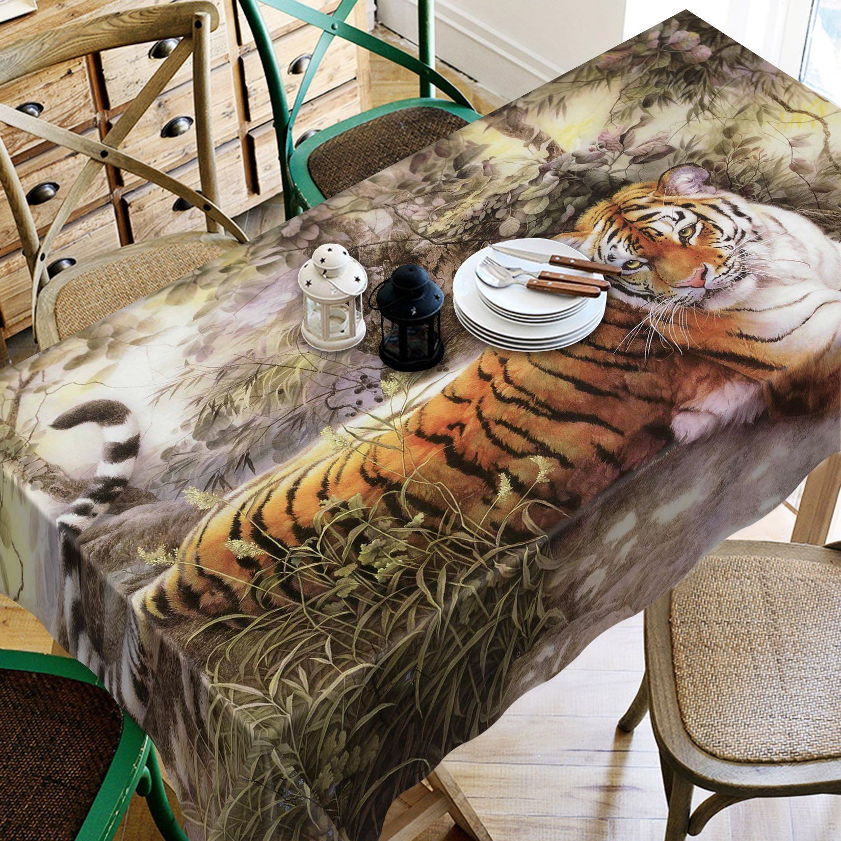 3D Resting Tiger 376 Tablecloths Wallpaper AJ Wallpaper