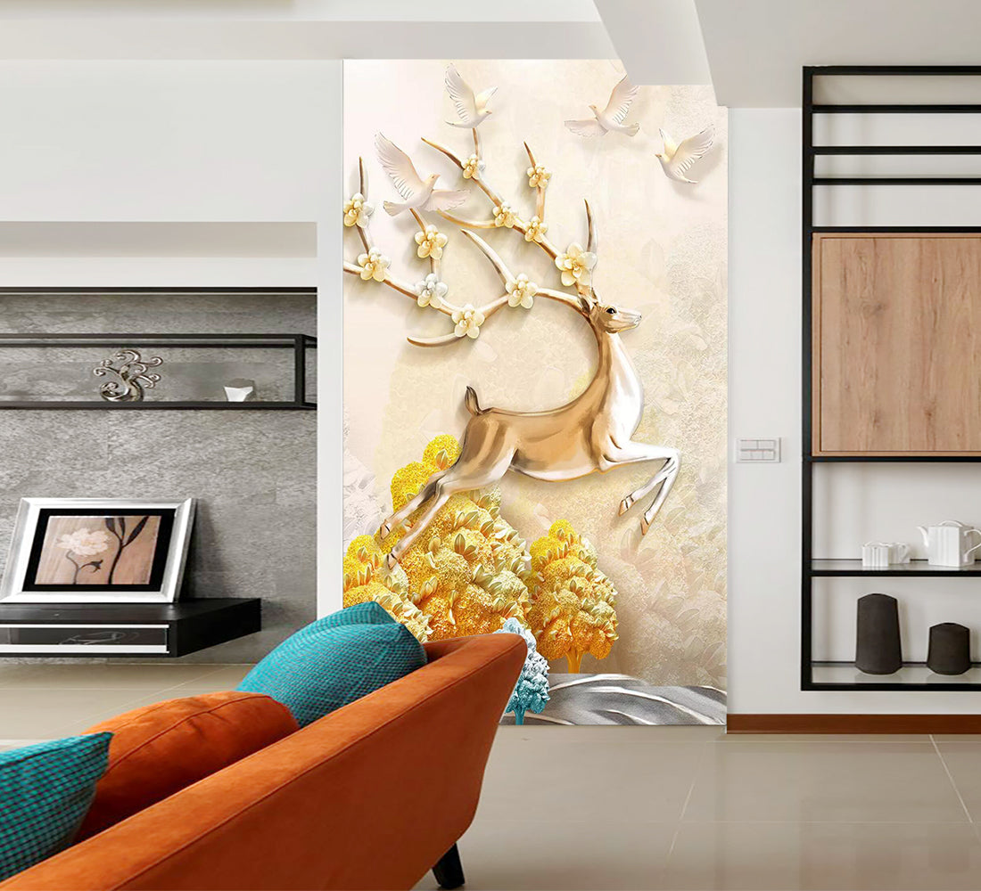 3D Yellow Tree Fawn WC815 Wall Murals