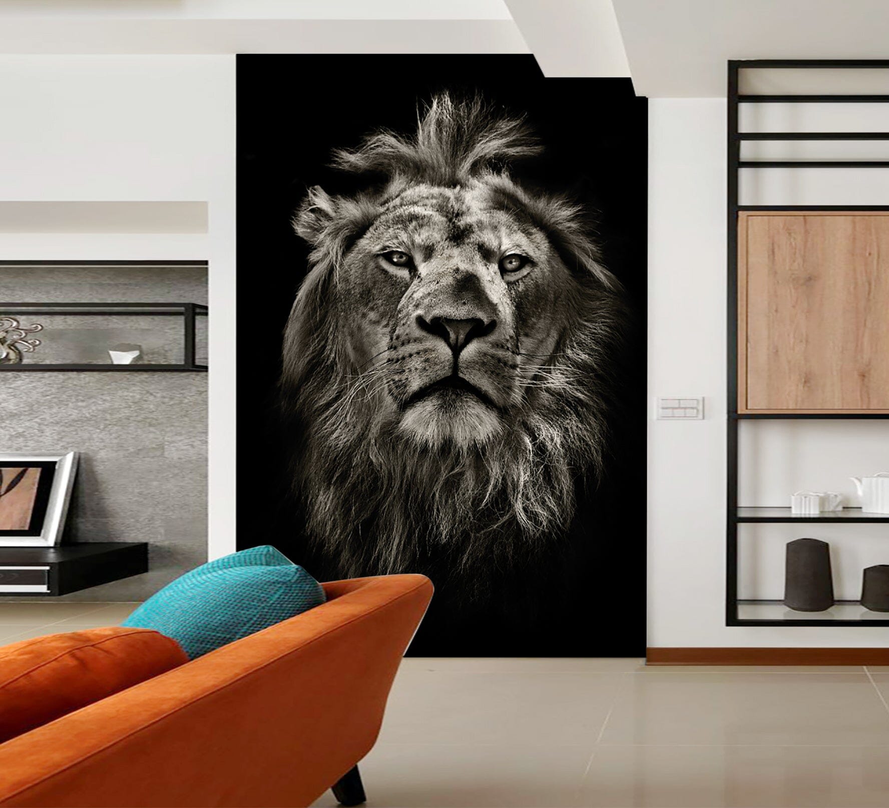 3D Black Lion Head 131 Wall Murals Wallpaper AJ Wallpaper 2