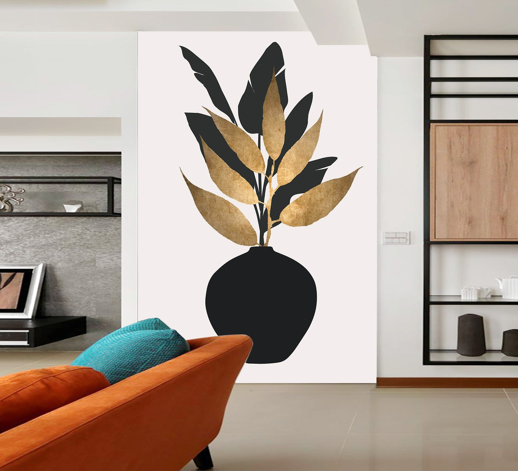 3D Leaf Vase 1419 Boris Draschoff Wall Mural Wall Murals Wallpaper AJ Wallpaper 2