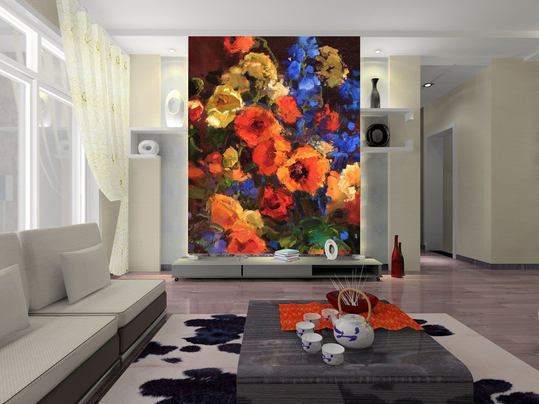 Colored Blossoms Painting Wallpaper AJ Wallpaper