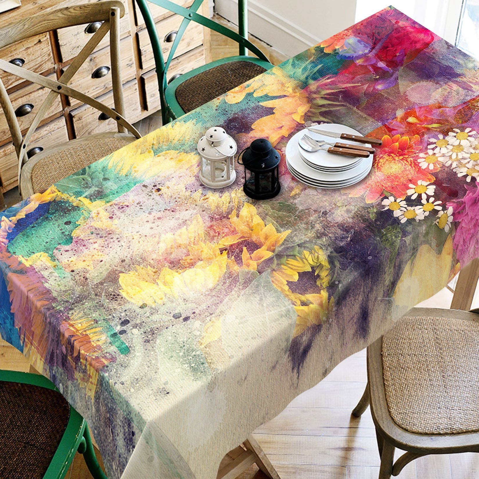 3D Hazy Sunflower 39 Tablecloths Wallpaper AJ Wallpaper