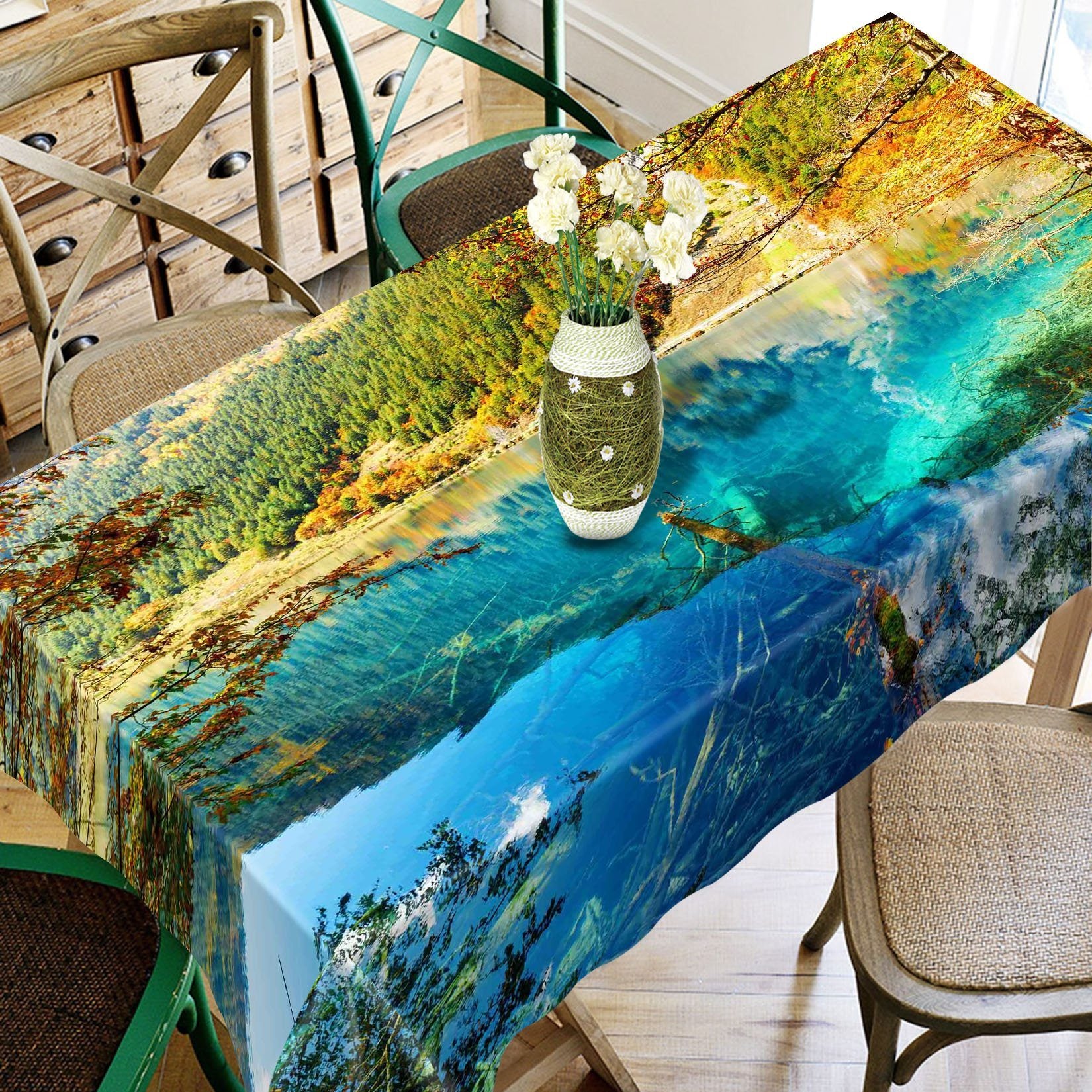 3D Mountain Lake 637 Tablecloths Wallpaper AJ Wallpaper