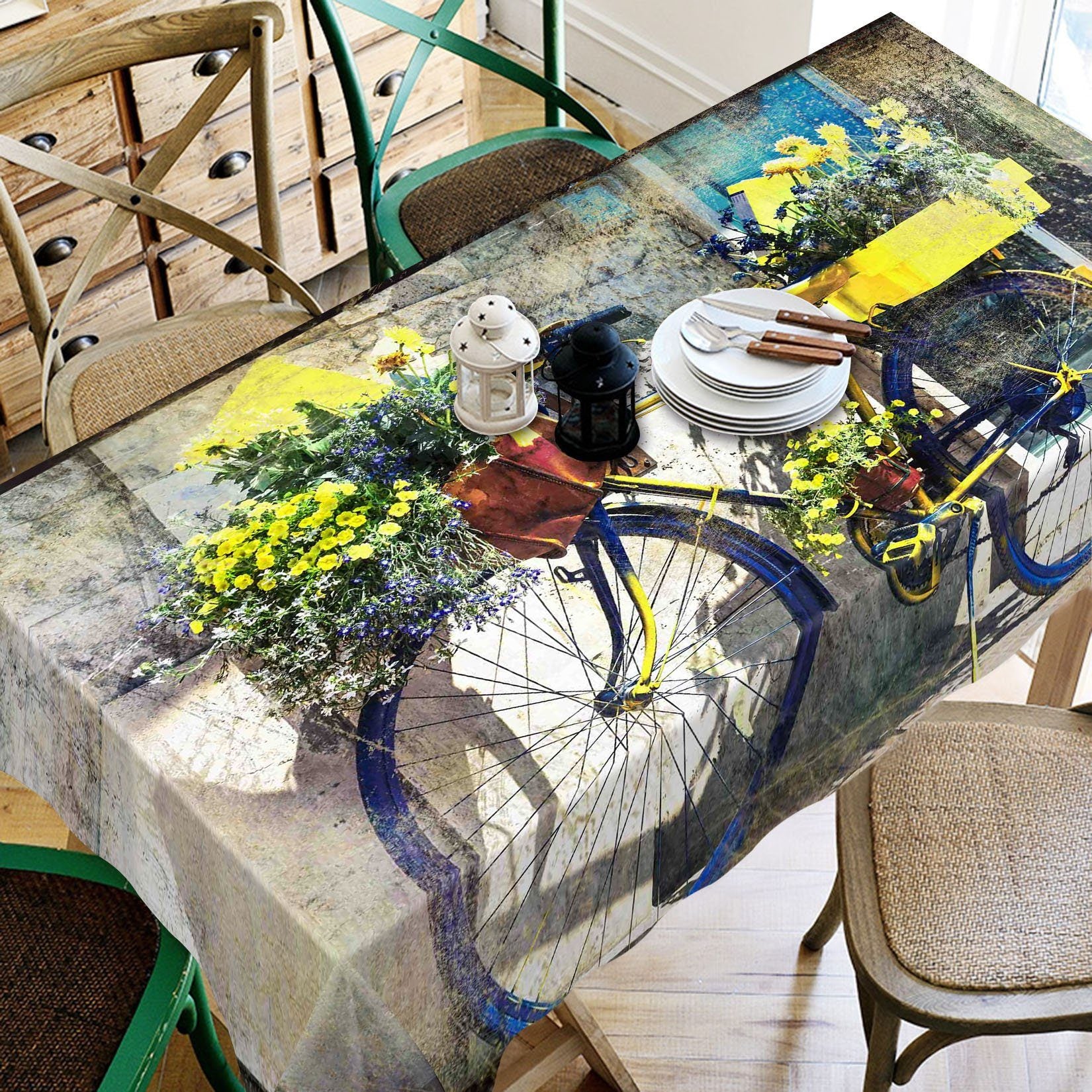 3D Bike Flowers 183 Tablecloths Wallpaper AJ Wallpaper