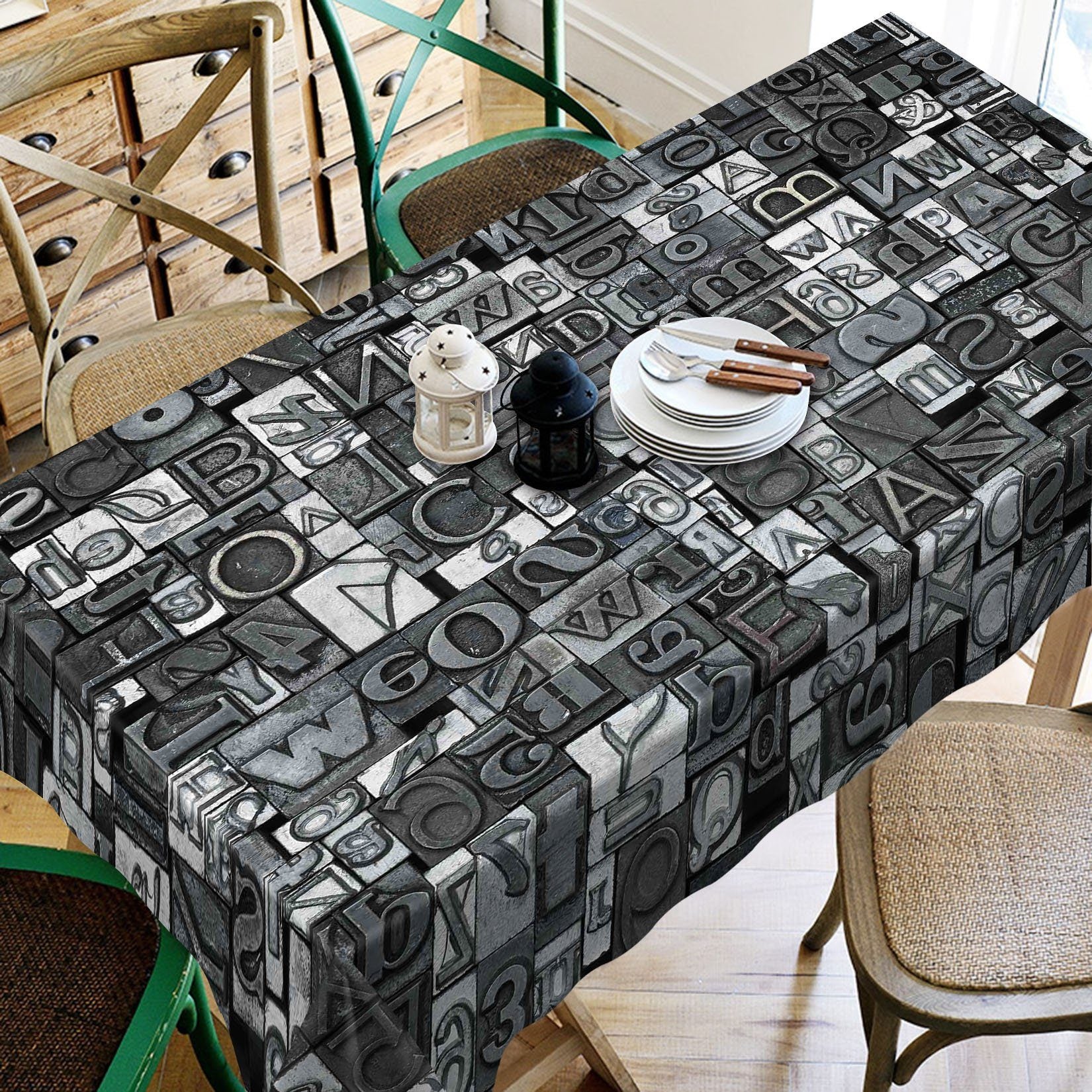 3D Metal Alphabets 318 Tablecloths Wallpaper AJ Wallpaper