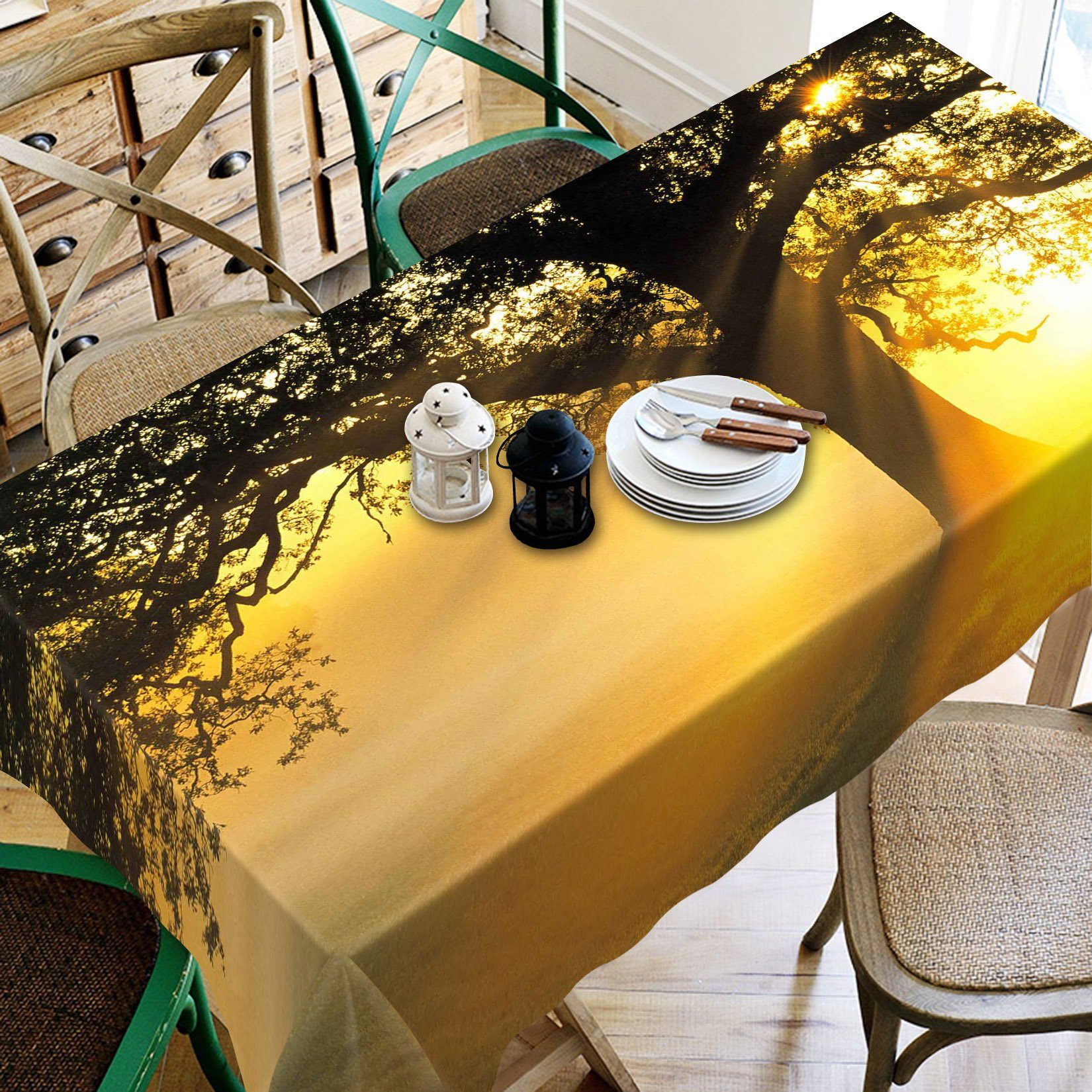 3D Bright Sunshine Tree 412 Tablecloths Wallpaper AJ Wallpaper