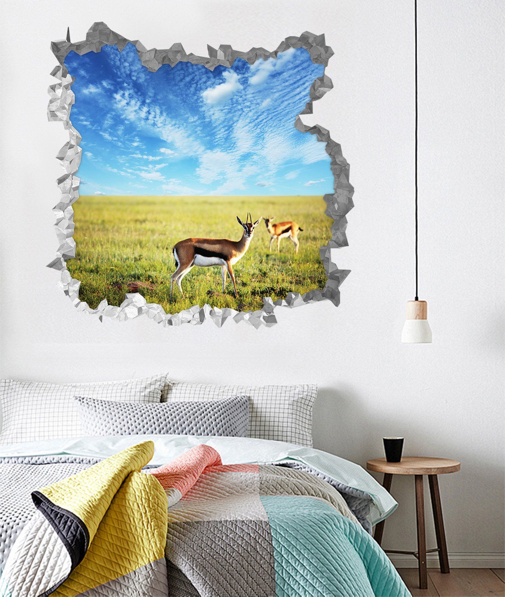 3D Vast Grassland Animals 195 Broken Wall Murals Wallpaper AJ Wallpaper
