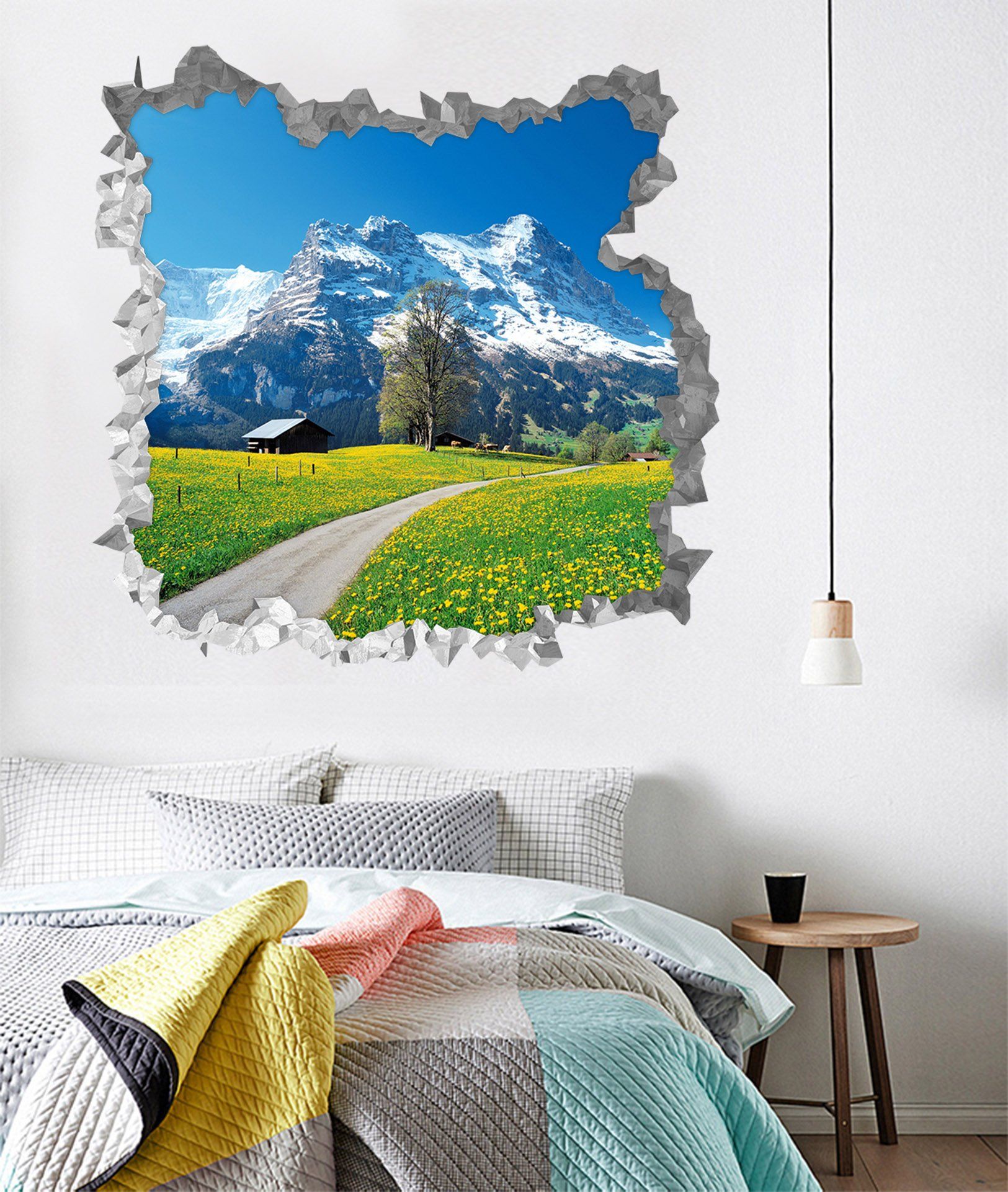 3D Snow Mountain Flowers 238 Broken Wall Murals Wallpaper AJ Wallpaper