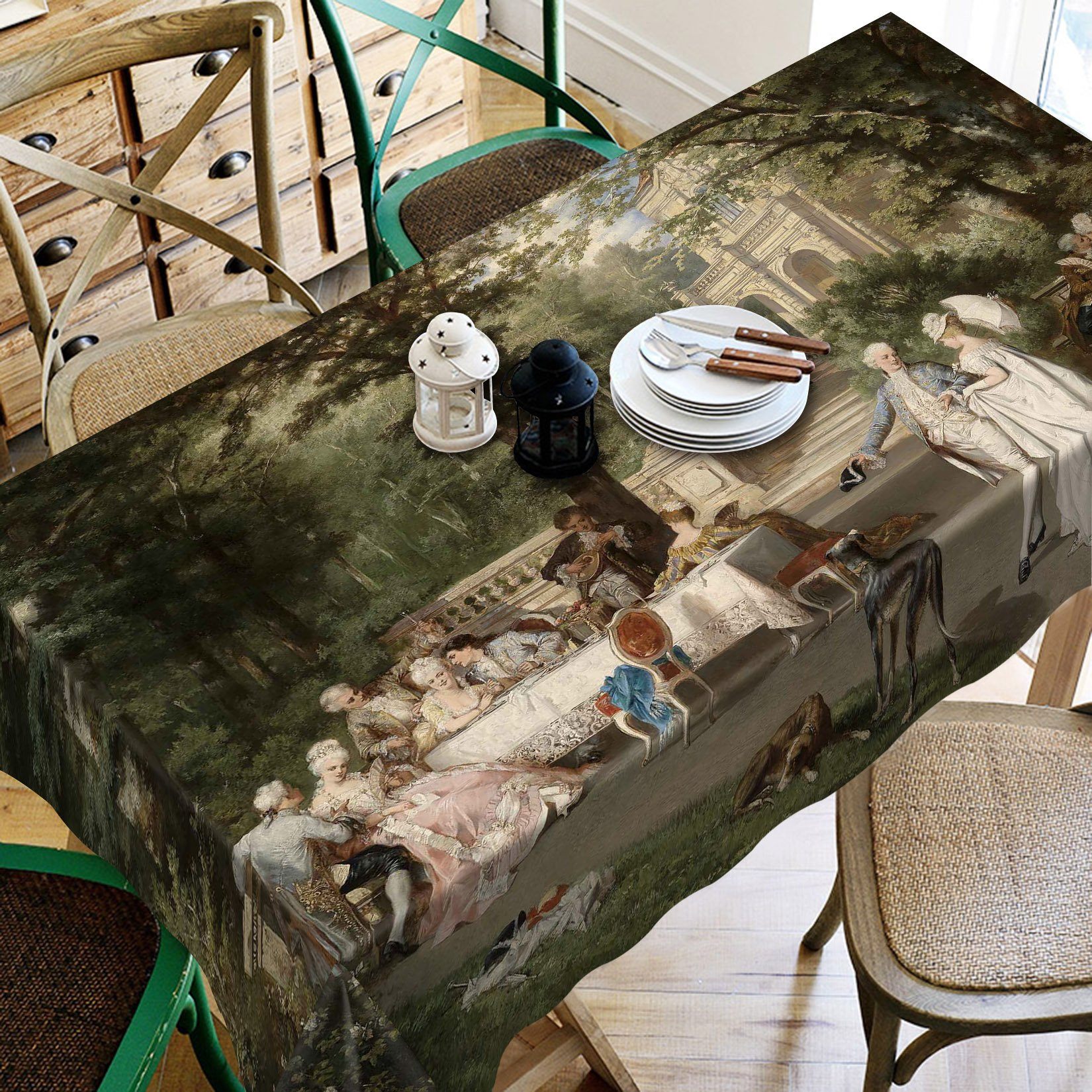 3D Outdoor Party Oil Painting 304 Tablecloths Wallpaper AJ Wallpaper