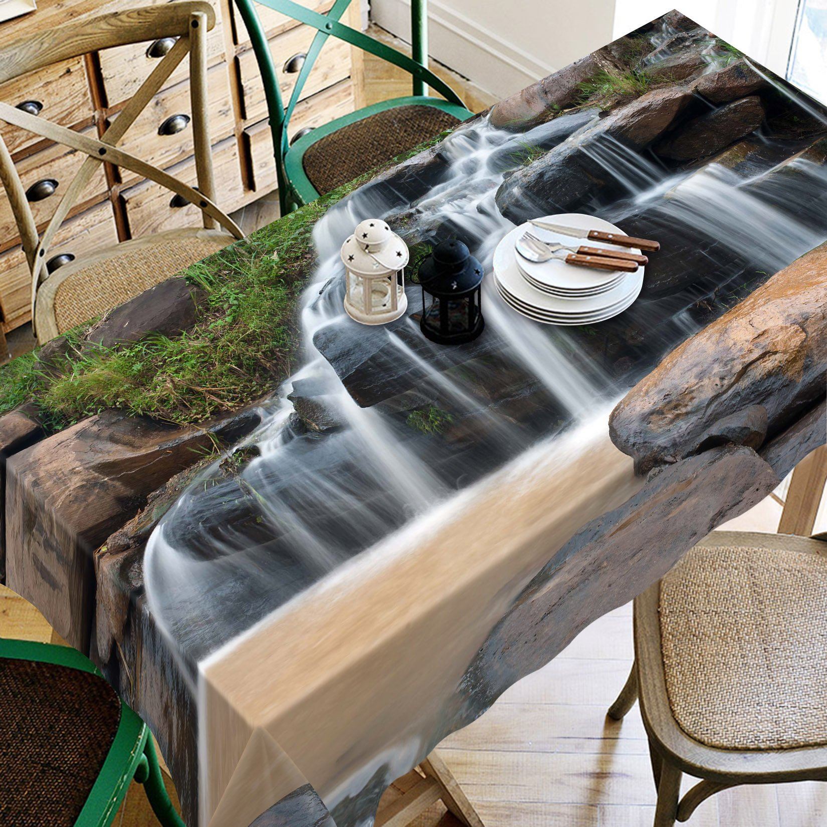 3D Waterfall Stones 45 Tablecloths Wallpaper AJ Wallpaper