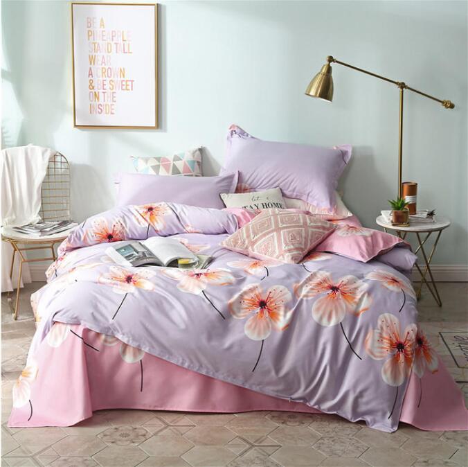 3D Light Purple Bottom Big Flower 4083 Bed Pillowcases Quilt