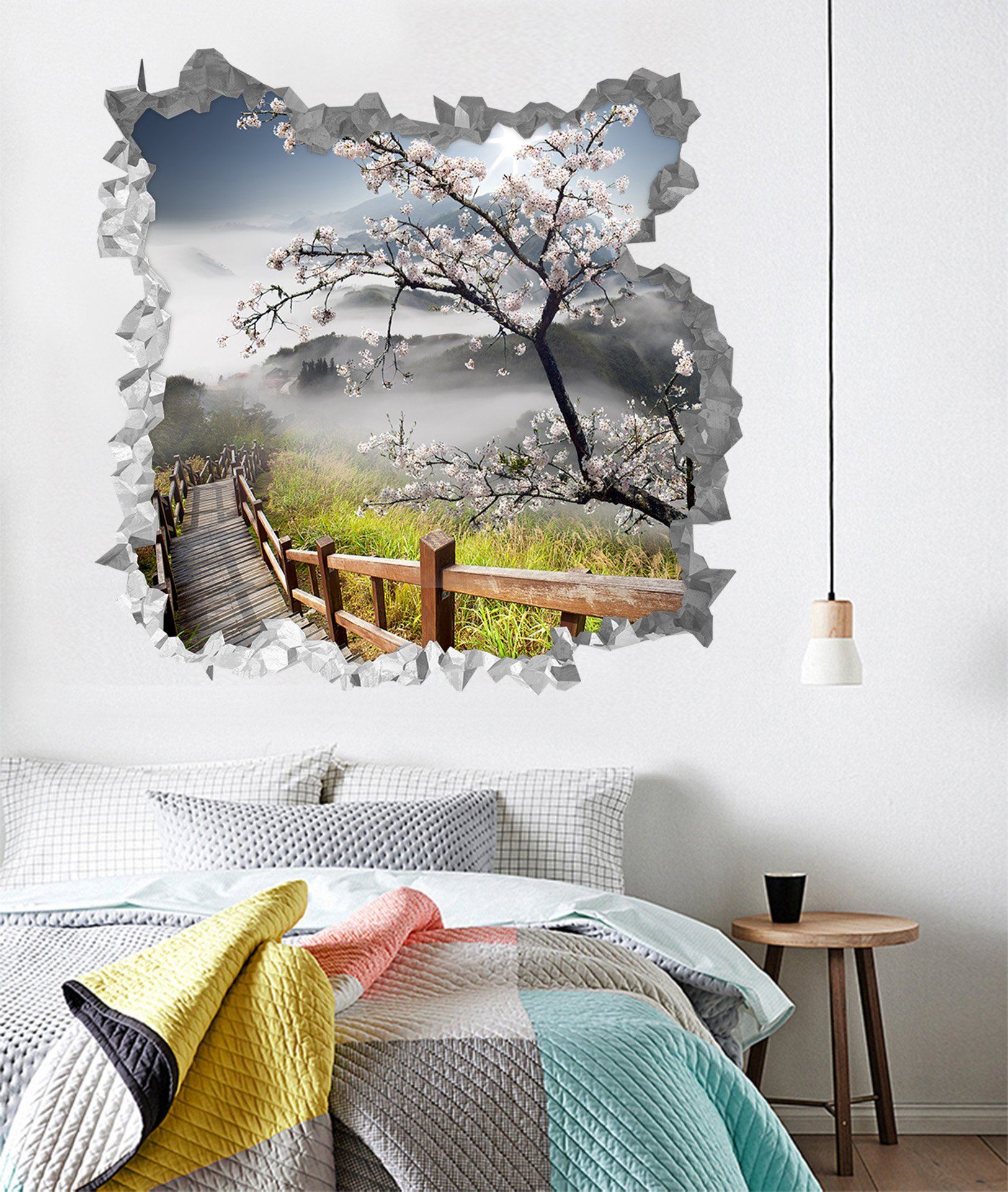 3D Mountain Flowers 202 Broken Wall Murals Wallpaper AJ Wallpaper