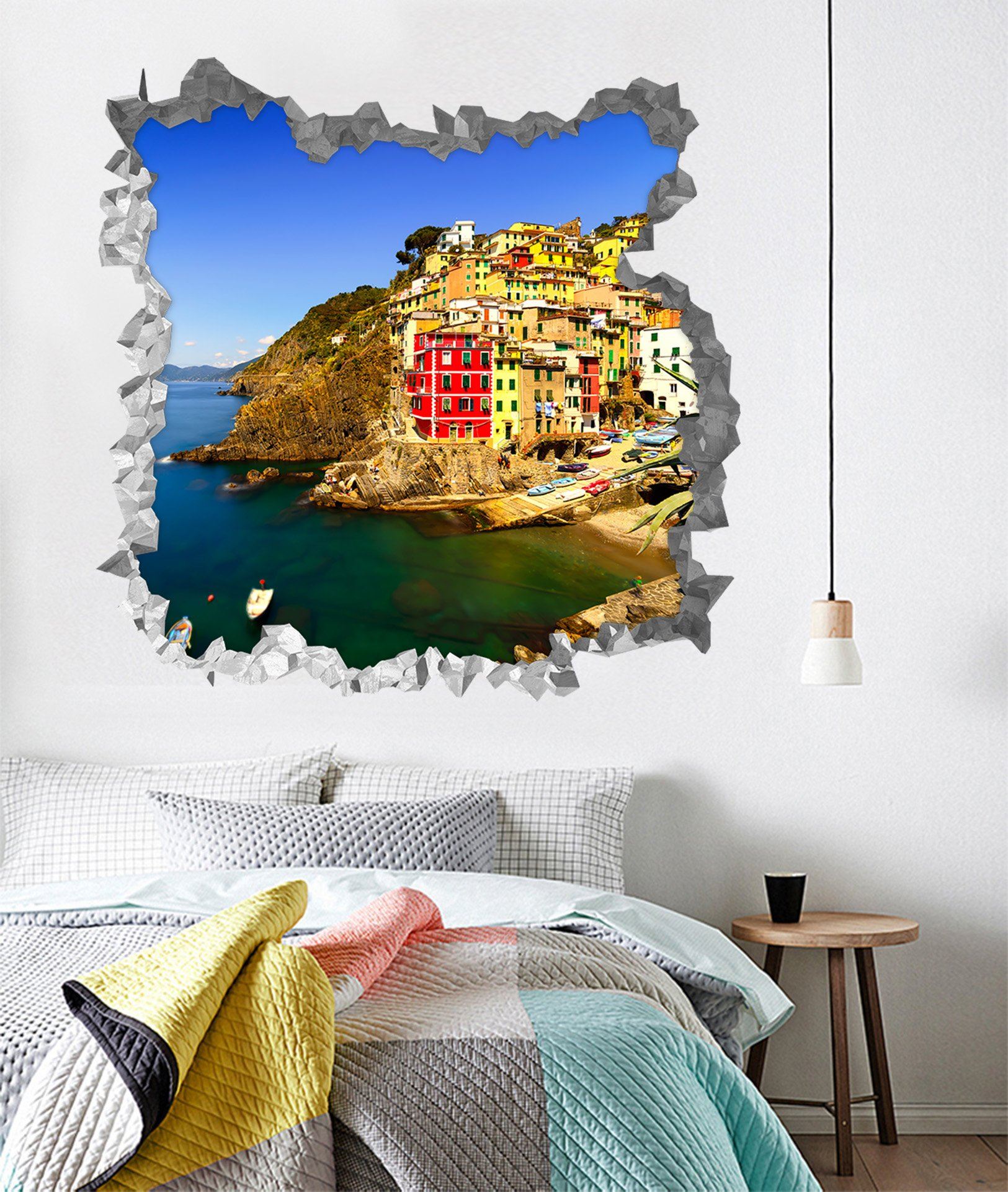 3D Seaside Town 218 Broken Wall Murals Wallpaper AJ Wallpaper