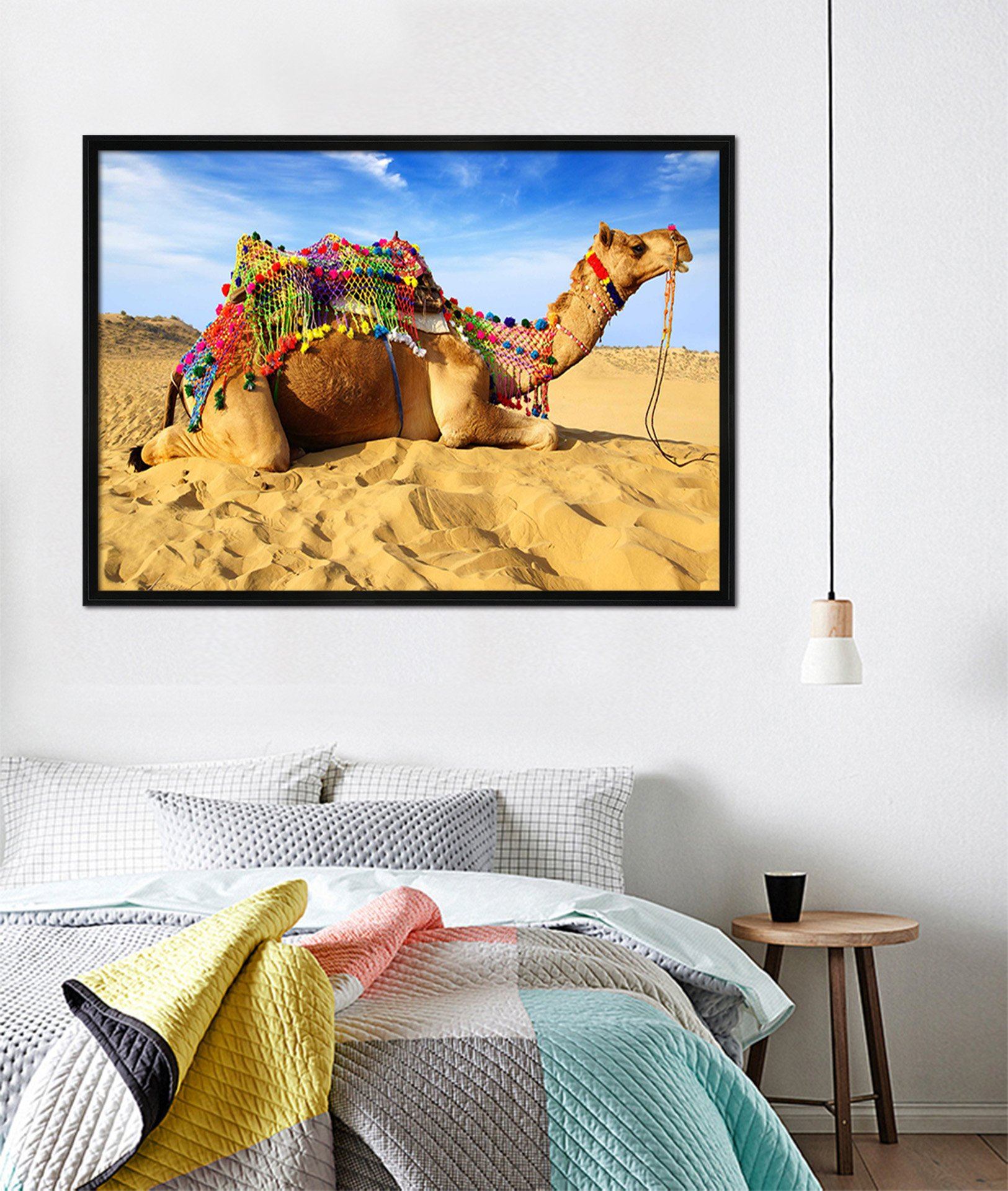 3D Relaxing Camel 058 Fake Framed Print Painting Wallpaper AJ Creativity Home