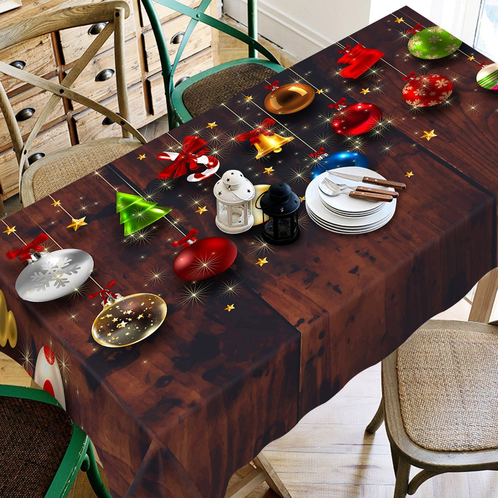 3D Shiny Ball Ornaments 42 Tablecloths Tablecloths AJ Creativity Home