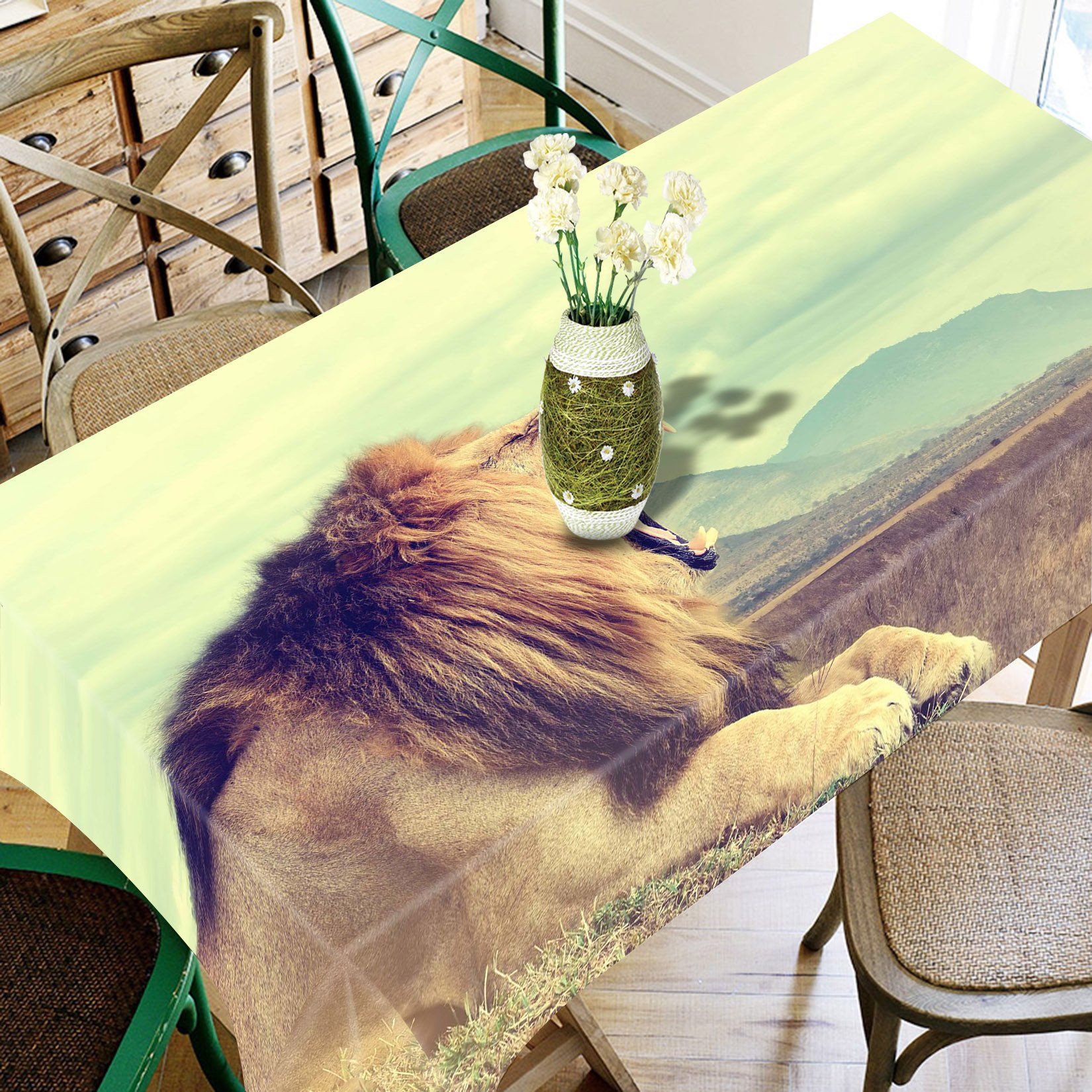 3D Yawned Lion 757 Tablecloths Wallpaper AJ Wallpaper