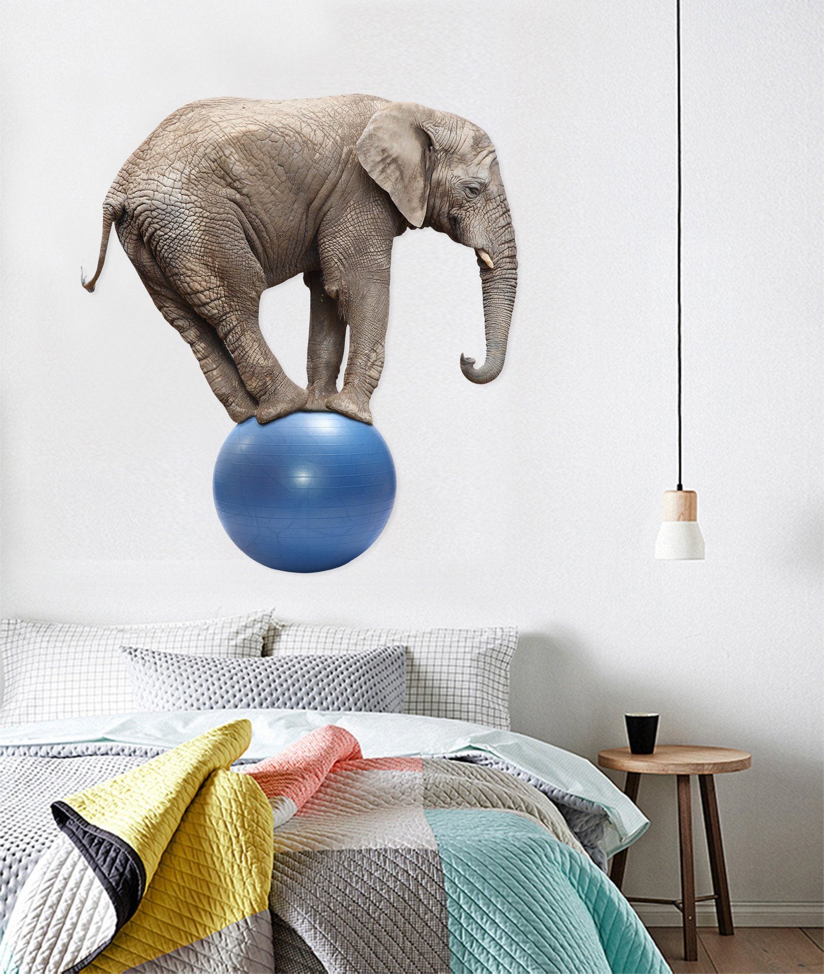 3D Elephant Playing With A Ball 177 Animals Wall Stickers Wallpaper AJ Wallpaper