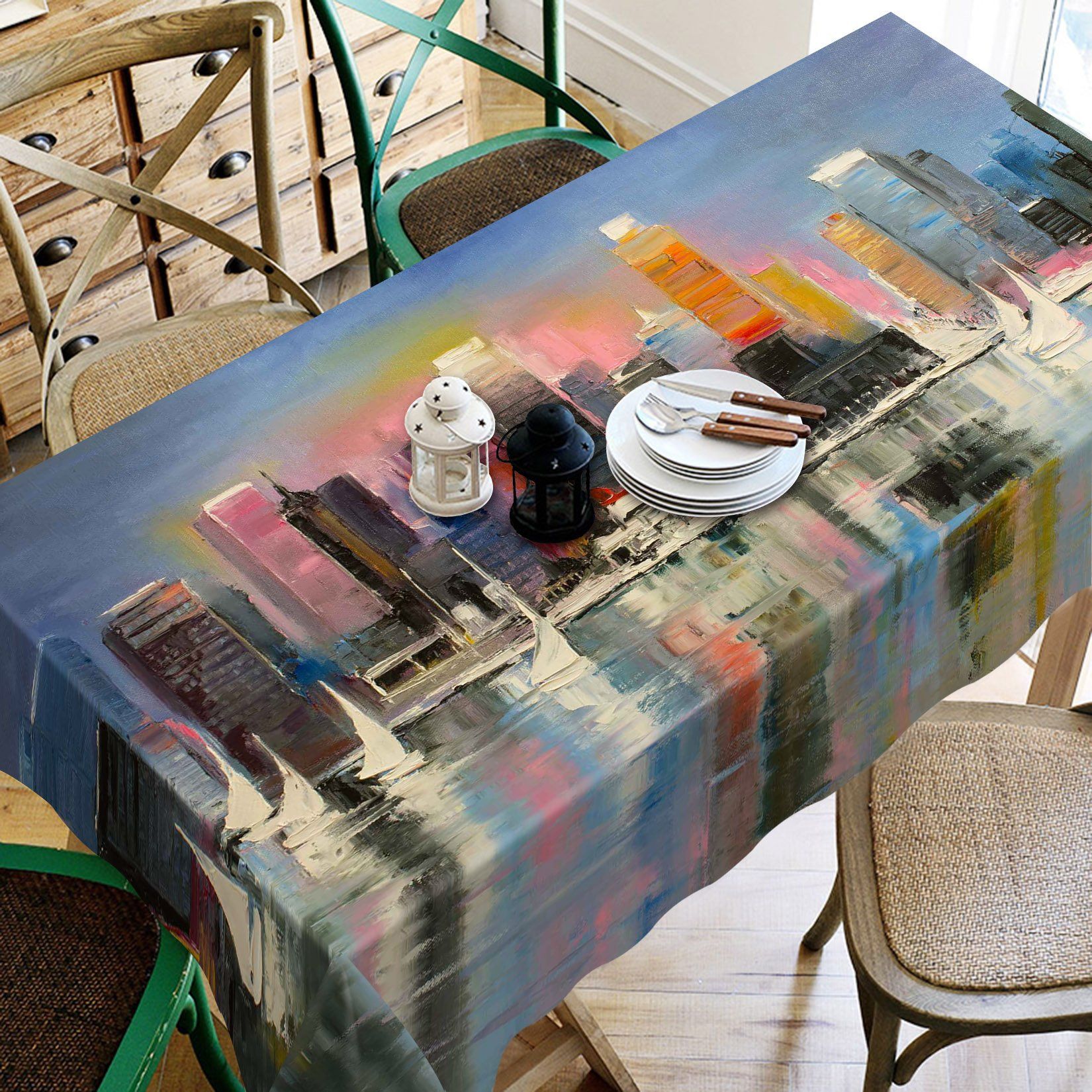 3D Oil Painting City 459 Tablecloths Wallpaper AJ Wallpaper