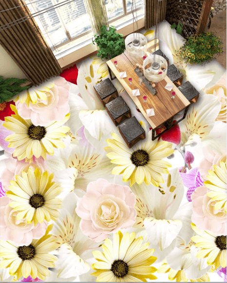 3D Fresh Blossoms Floor Mural Wallpaper AJ Wallpaper 2