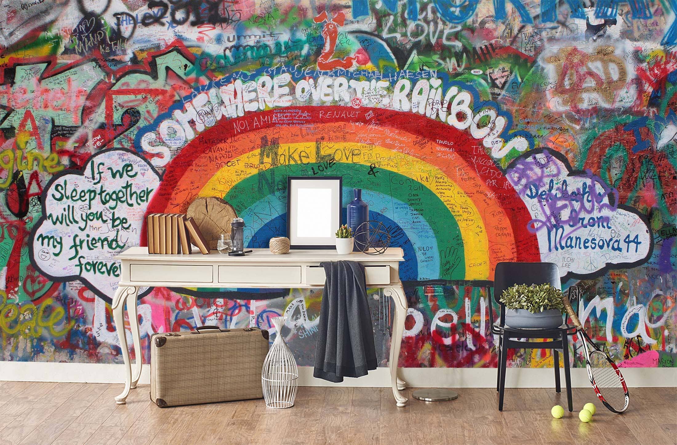 3D Graffiti Rainbow 109 Wall Murals Wallpaper AJ Wallpaper 2