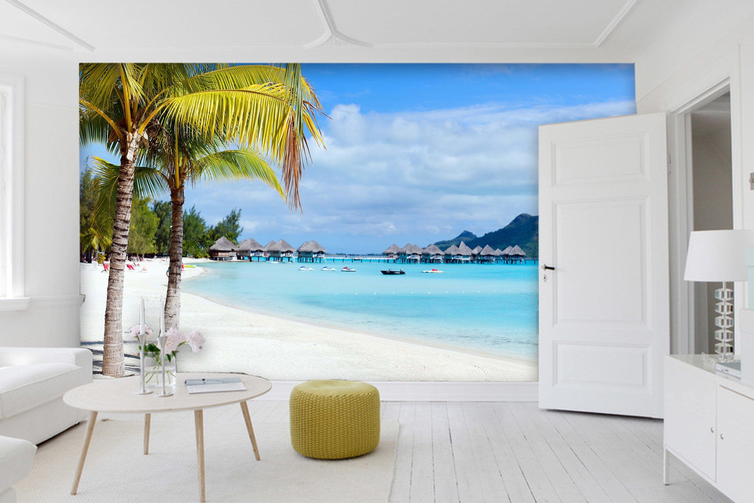3D Coconut Tree Beach 1448 Wall Murals Wallpaper AJ Wallpaper 2