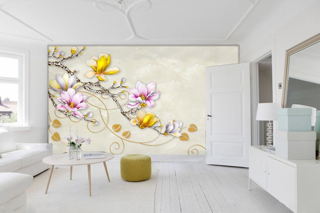 Golden And Purple Flower On Branch 5 Wallpaper AJ Wallpaper 1