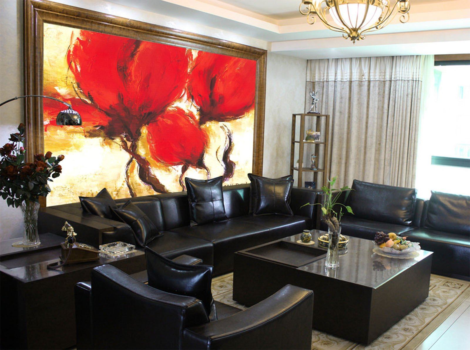 Red Blossoms Painting Wallpaper AJ Wallpaper