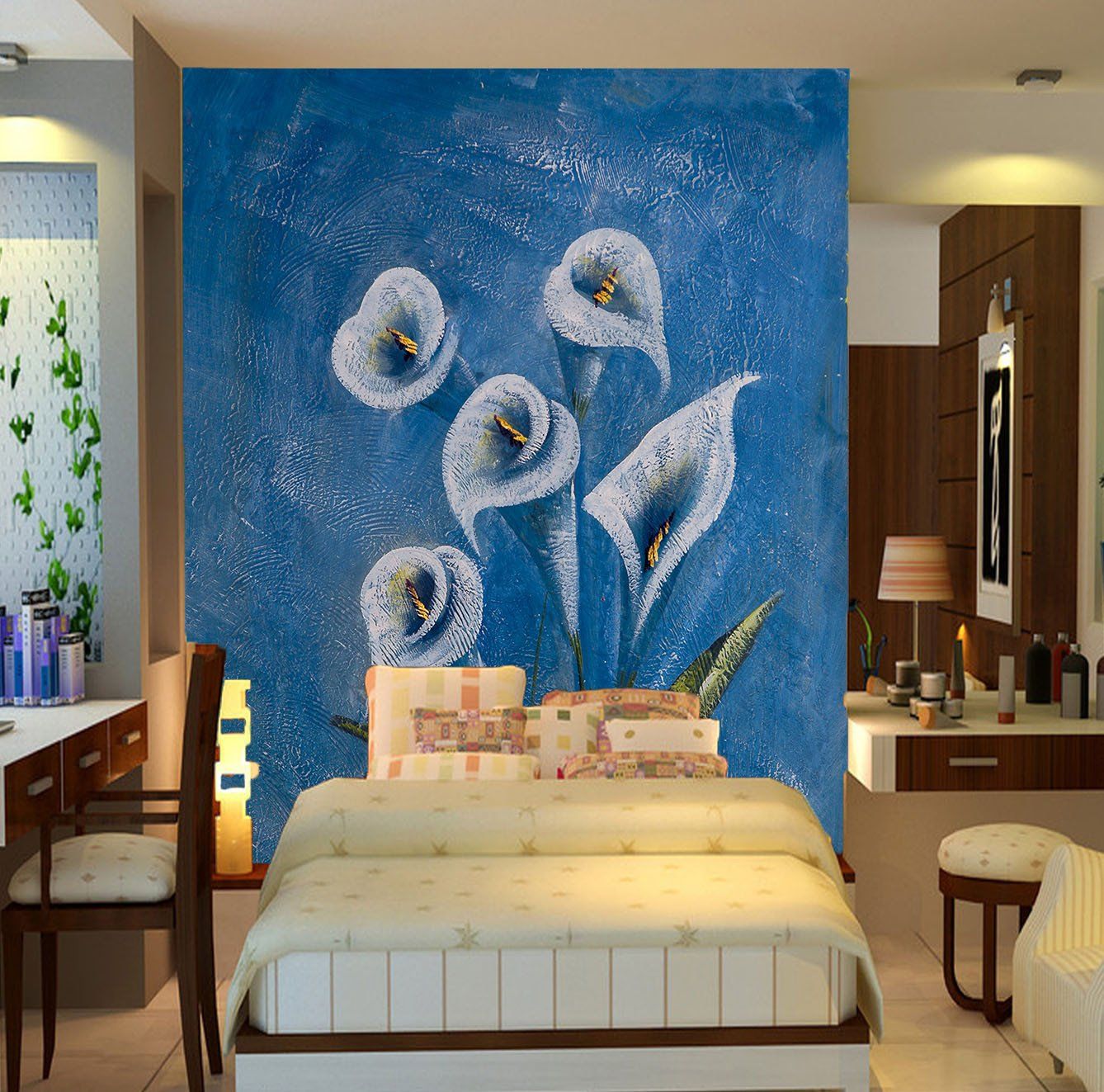 Elegant Blue Flowers Wallpaper AJ Wallpaper