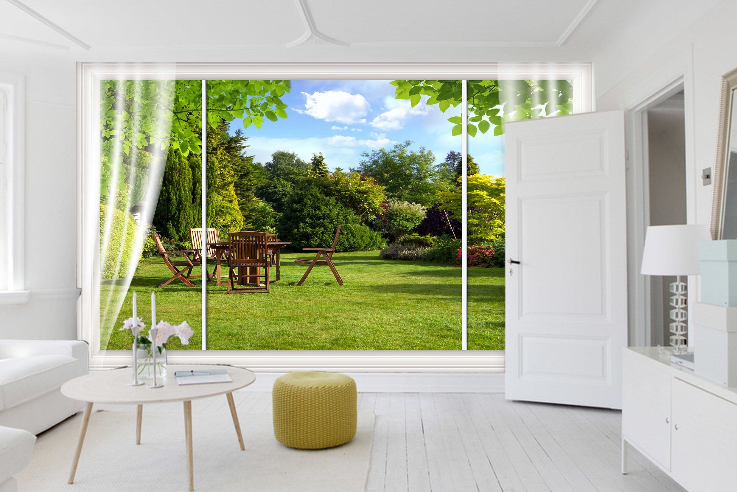 3D Curtain Garden 015 Wall Murals Wallpaper AJ Wallpaper 2