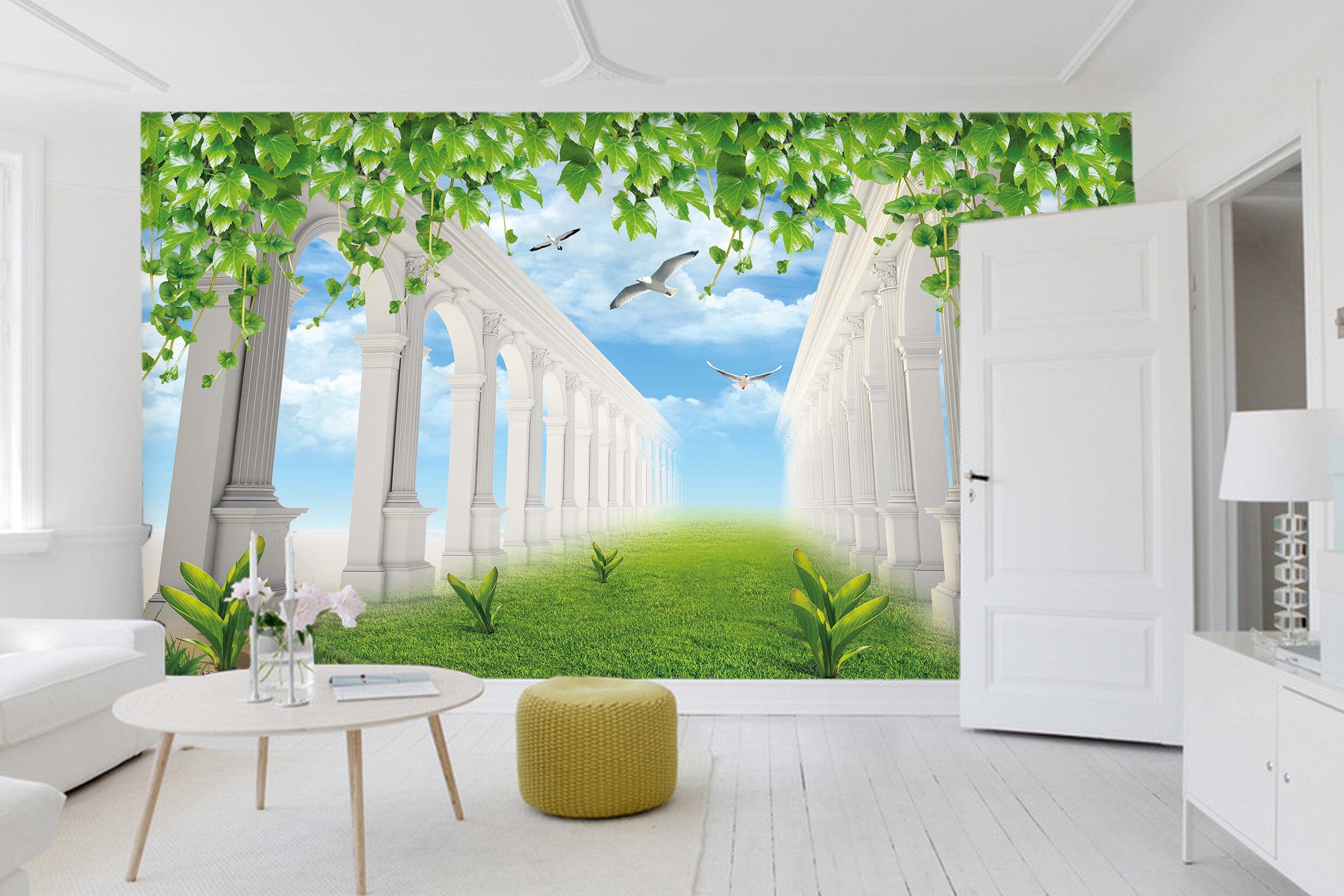 3D Green Corridor 1445 Wall Murals Wallpaper AJ Wallpaper 2