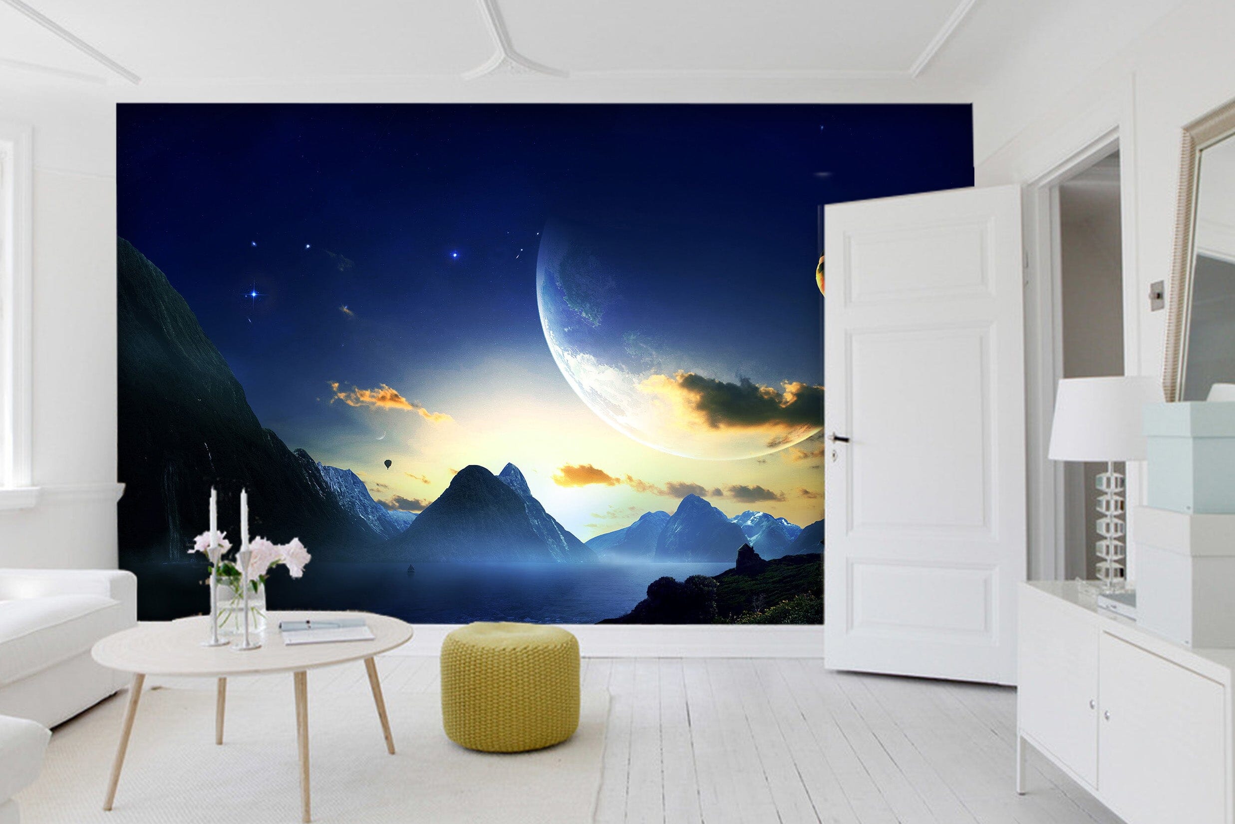 3D Starry Sky Moon 026 Wall Murals Wallpaper AJ Wallpaper 2