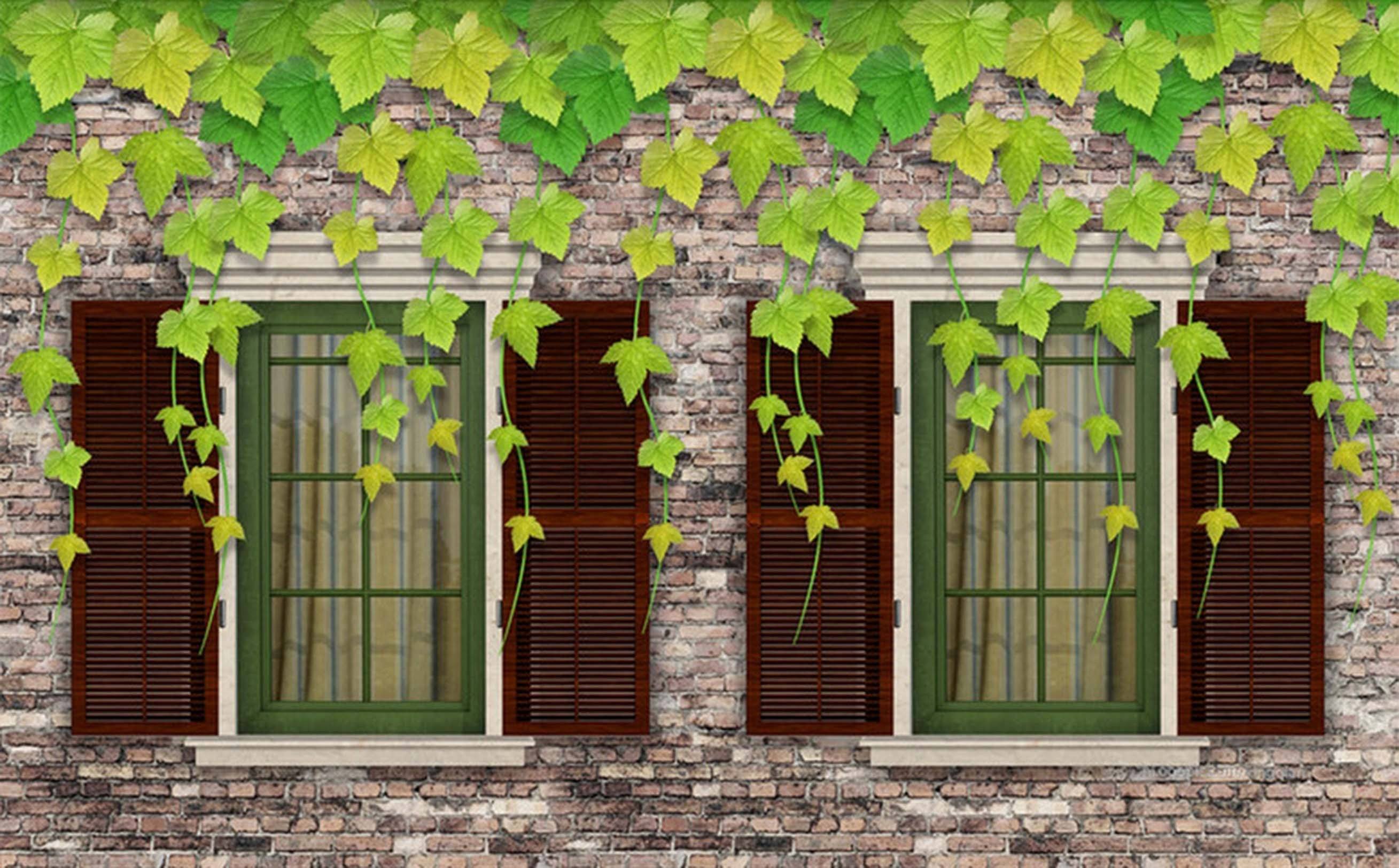 3D Windows Green Vine 34 Garage Door Mural Wallpaper AJ Wallpaper