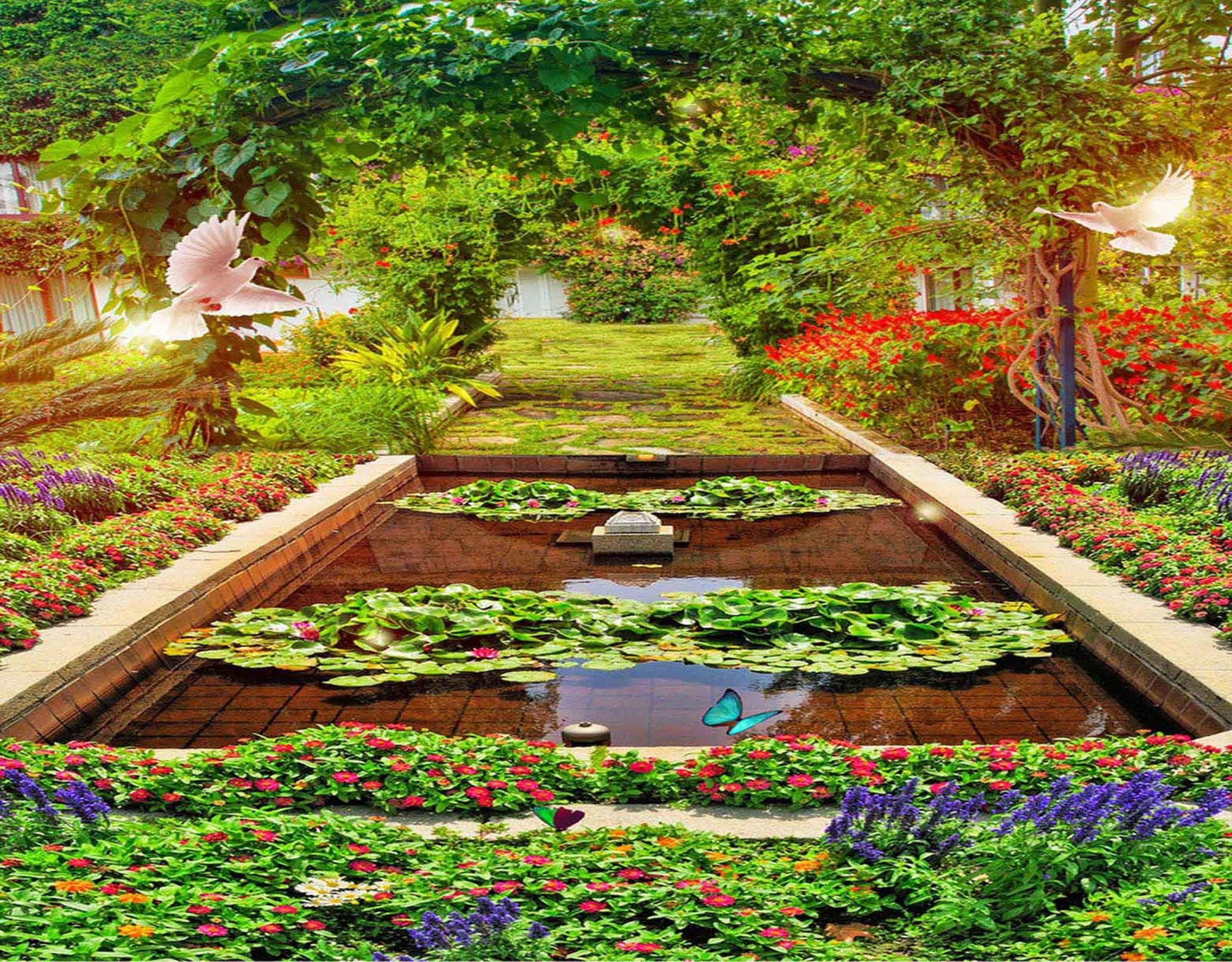 3D Flowers Birds 59 Garage Door Mural Wallpaper AJ Wallpaper