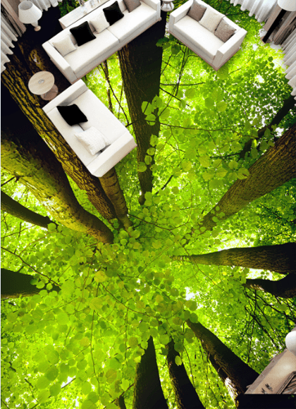 3D Green Trees Floor Mural Wallpaper AJ Wallpaper 2