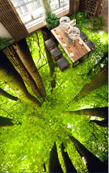 3D Green Trees Floor Mural Wallpaper AJ Wallpaper 2