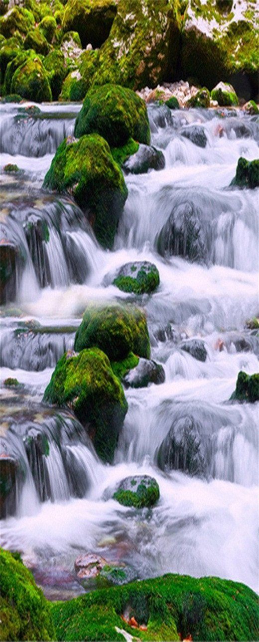 3D stone in the river door mural Wallpaper AJ Wallpaper