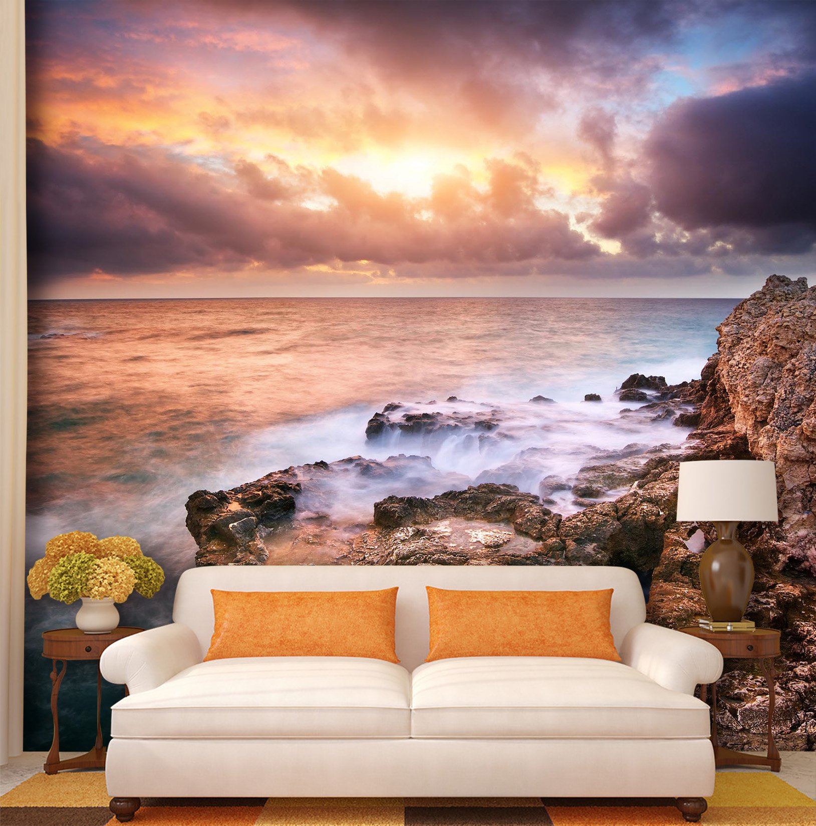 3D Twilight Mountain Stone 673 Wallpaper AJ Wallpaper