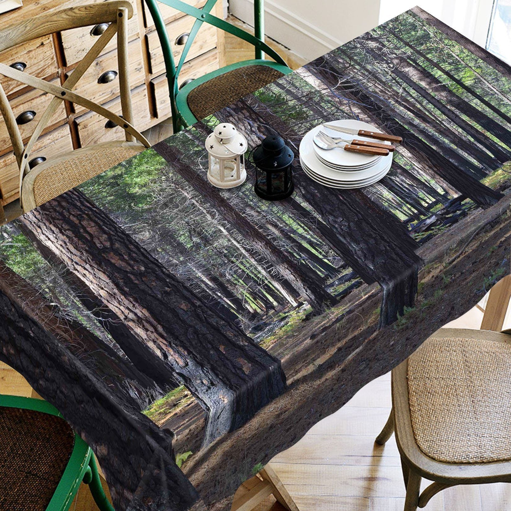 3D Forest Tree Trunks 448 Tablecloths Wallpaper AJ Wallpaper