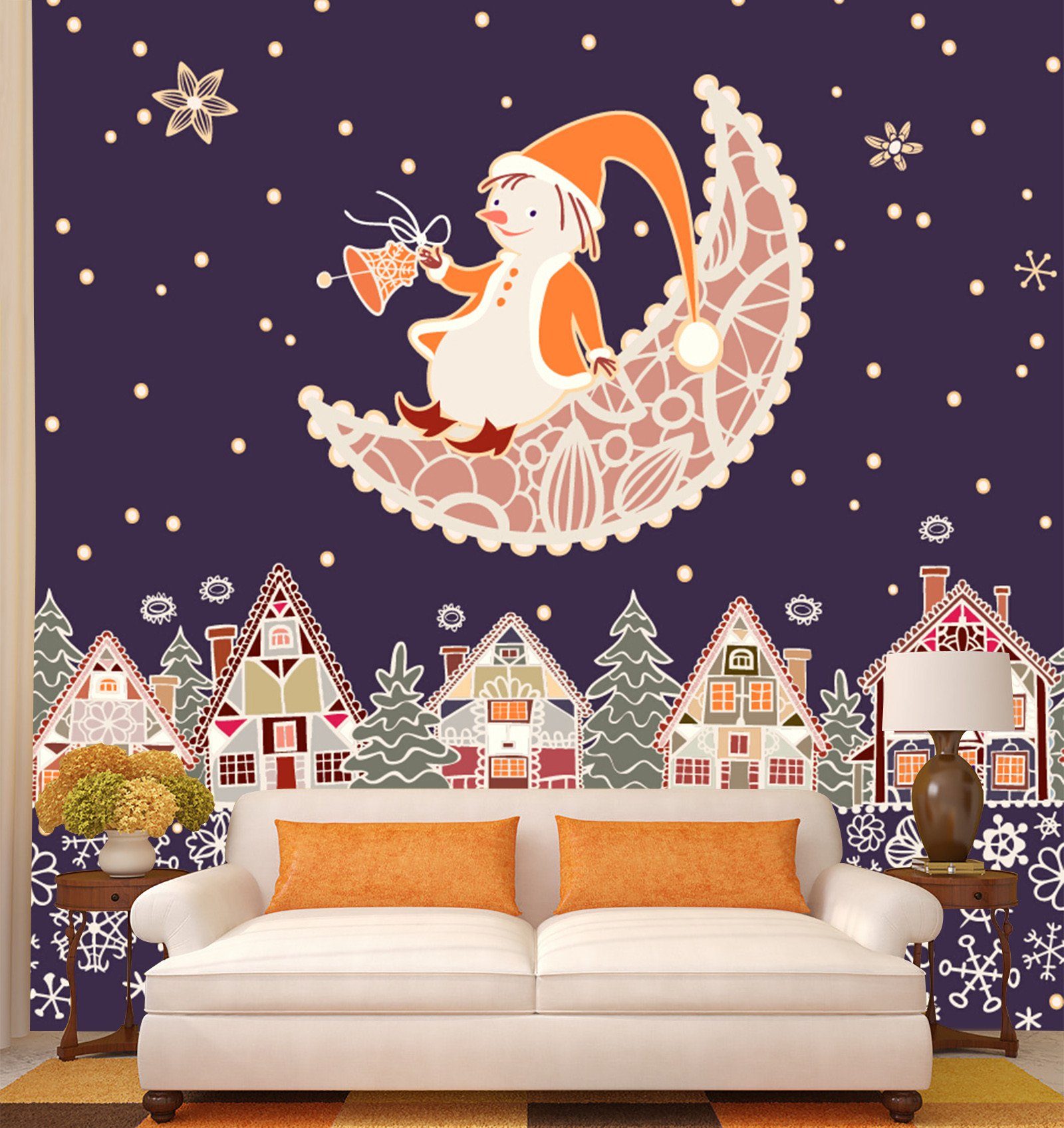 3D Father Christmas On Slim Moon 21 Wallpaper AJ Wallpaper