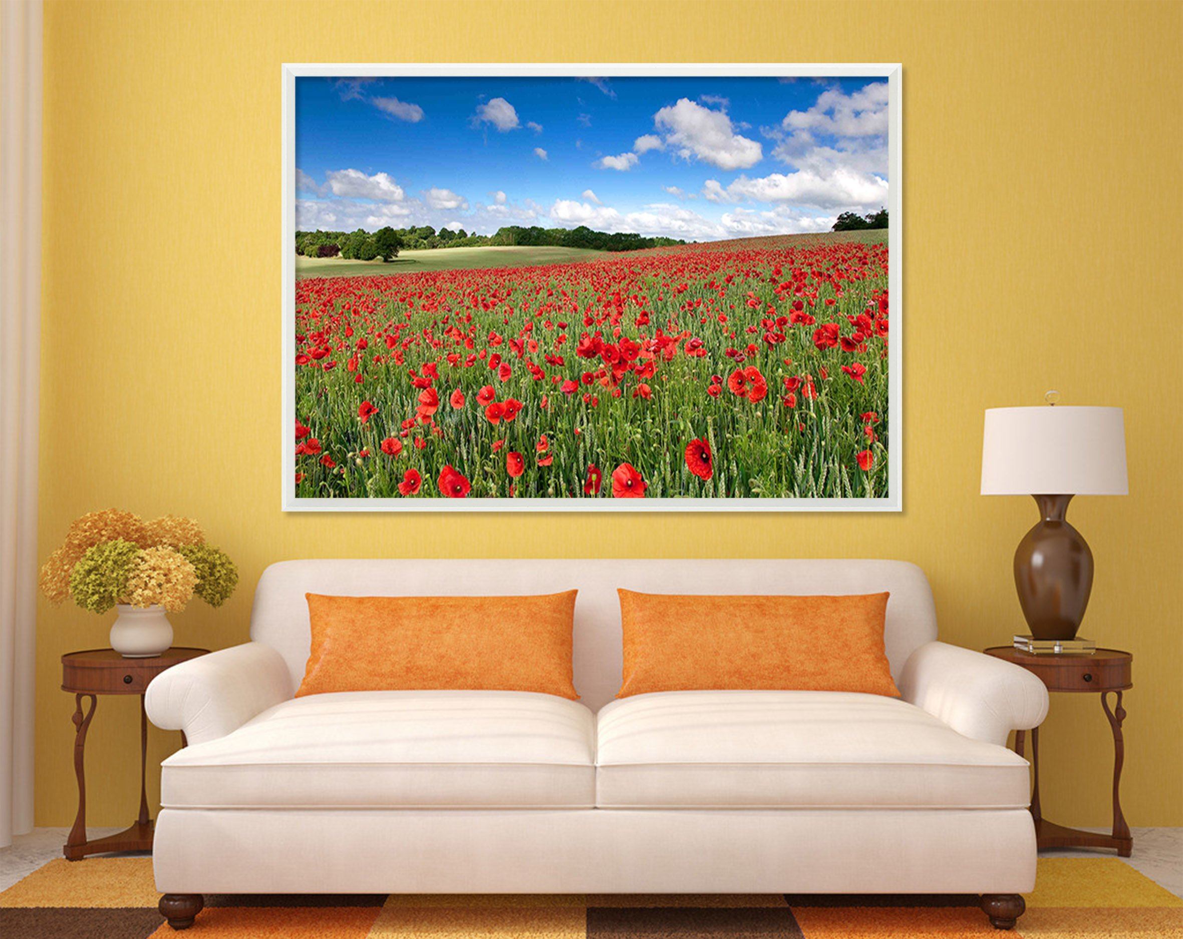 3D Safflower Sea 134 Fake Framed Print Painting Wallpaper AJ Creativity Home