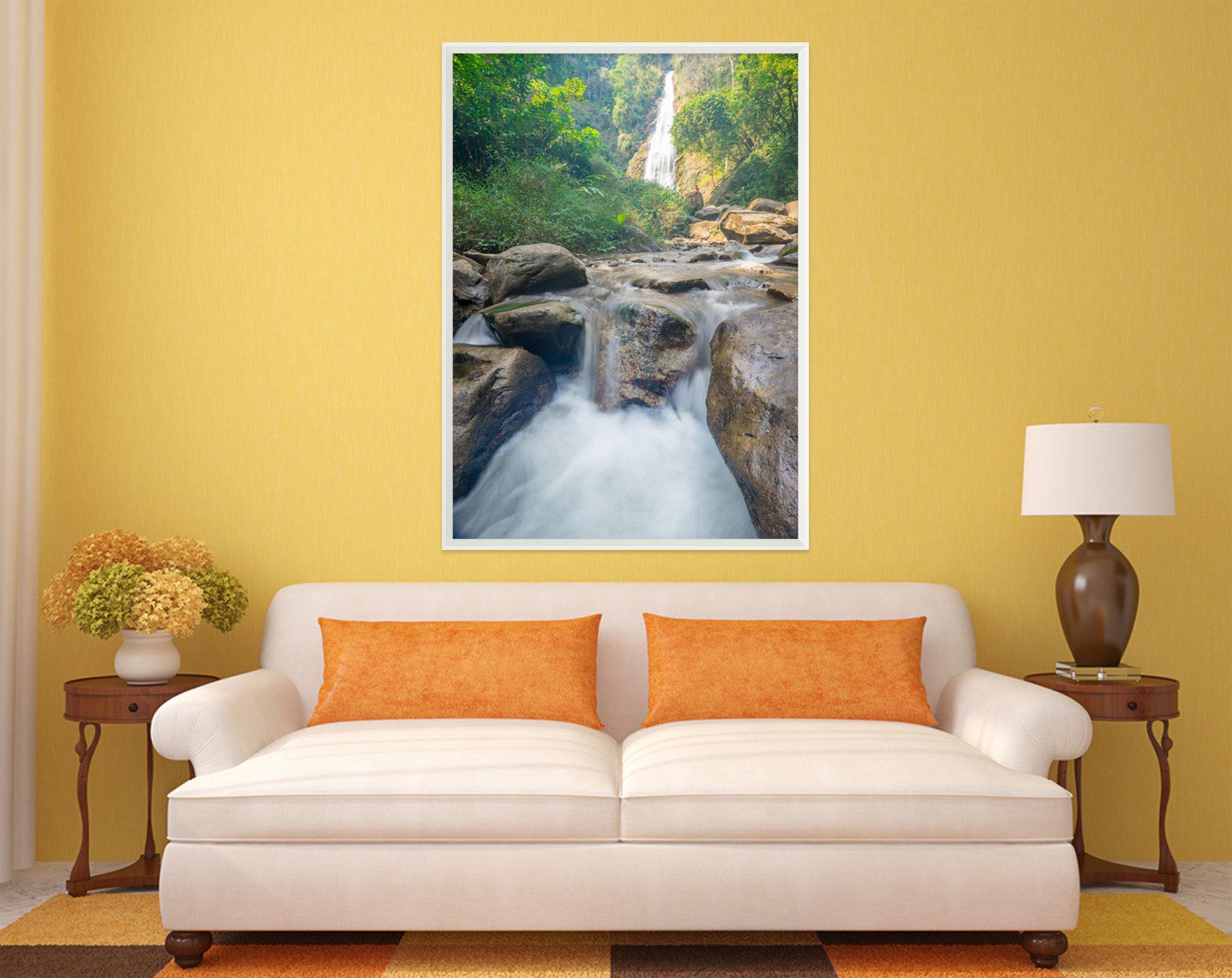 3D Forest Waterfall 053 Fake Framed Print Painting Wallpaper AJ Creativity Home