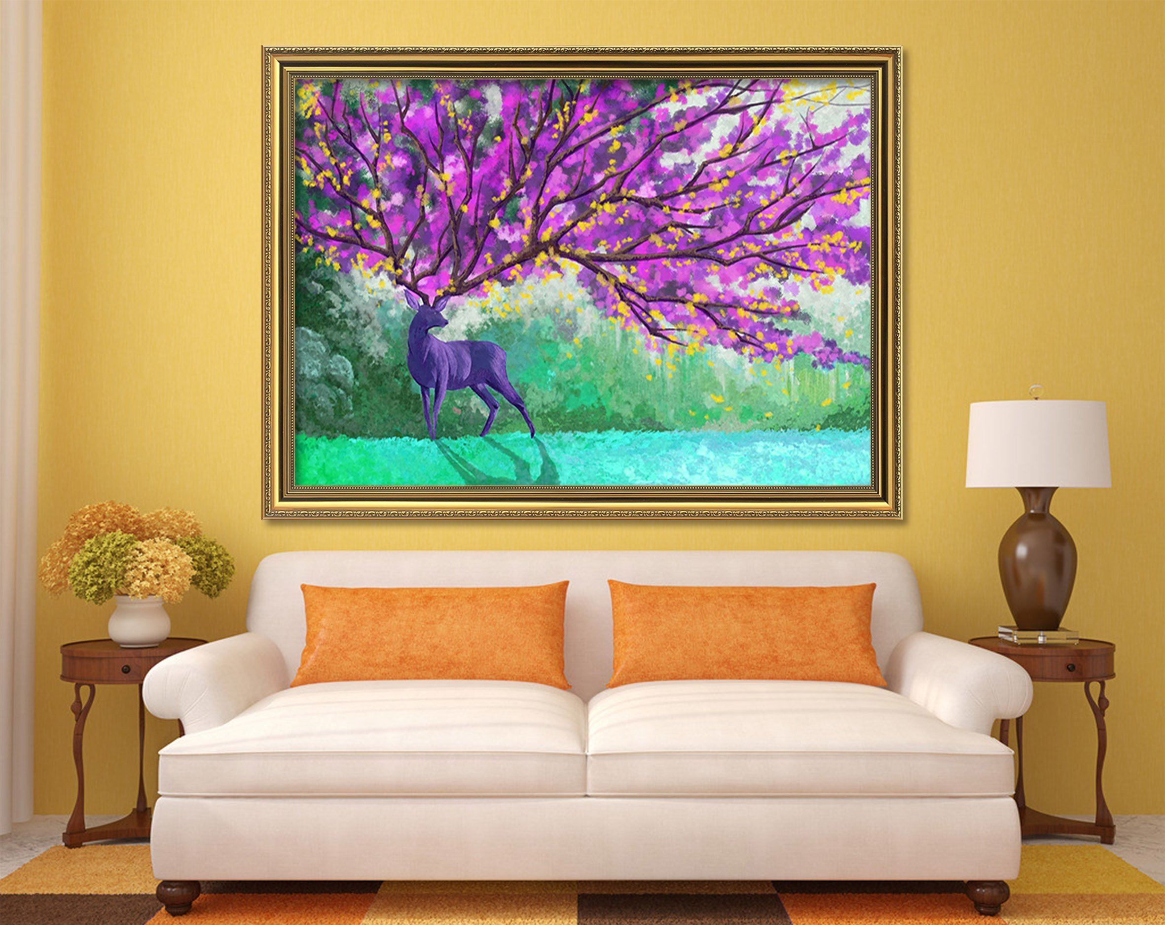 3D Purple Tree 110 Fake Framed Print Painting Wallpaper AJ Creativity Home