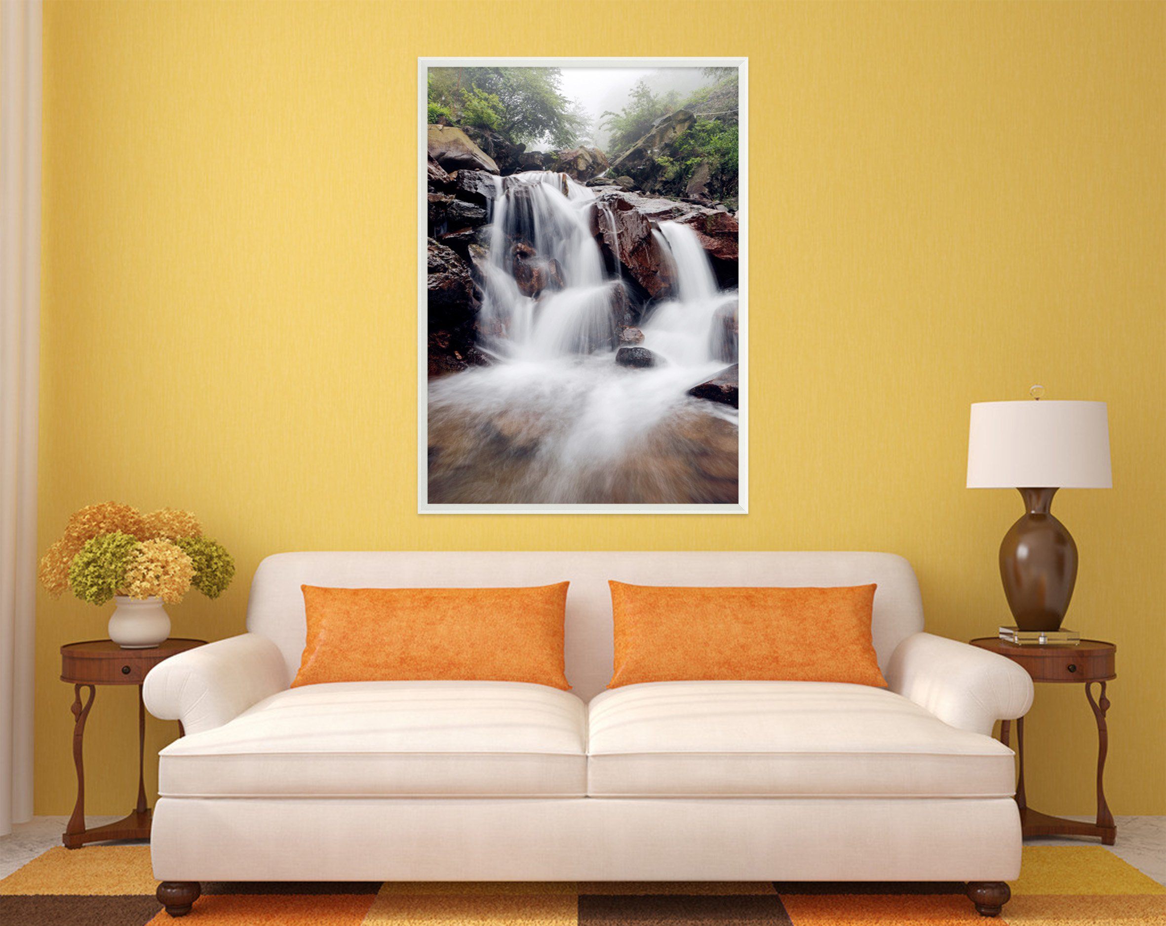 3D Mountain Rock Rapids 079 Fake Framed Print Painting Wallpaper AJ Creativity Home