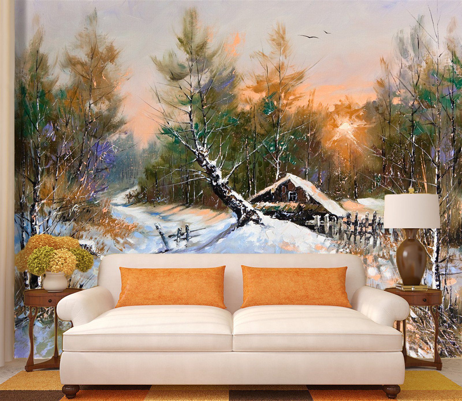 Sunset Snow Forest 552 Wallpaper AJ Wallpaper