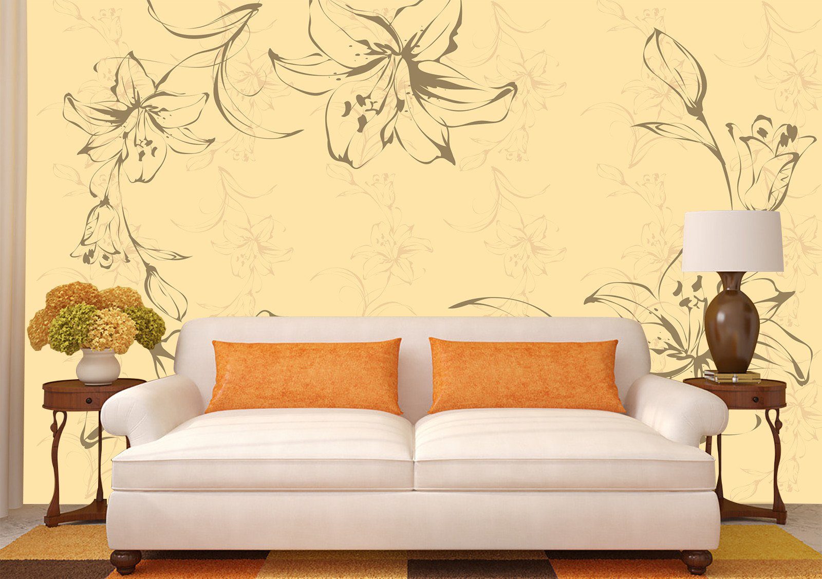 3D Lily Flower Pattern 232 Wallpaper AJ Wallpaper