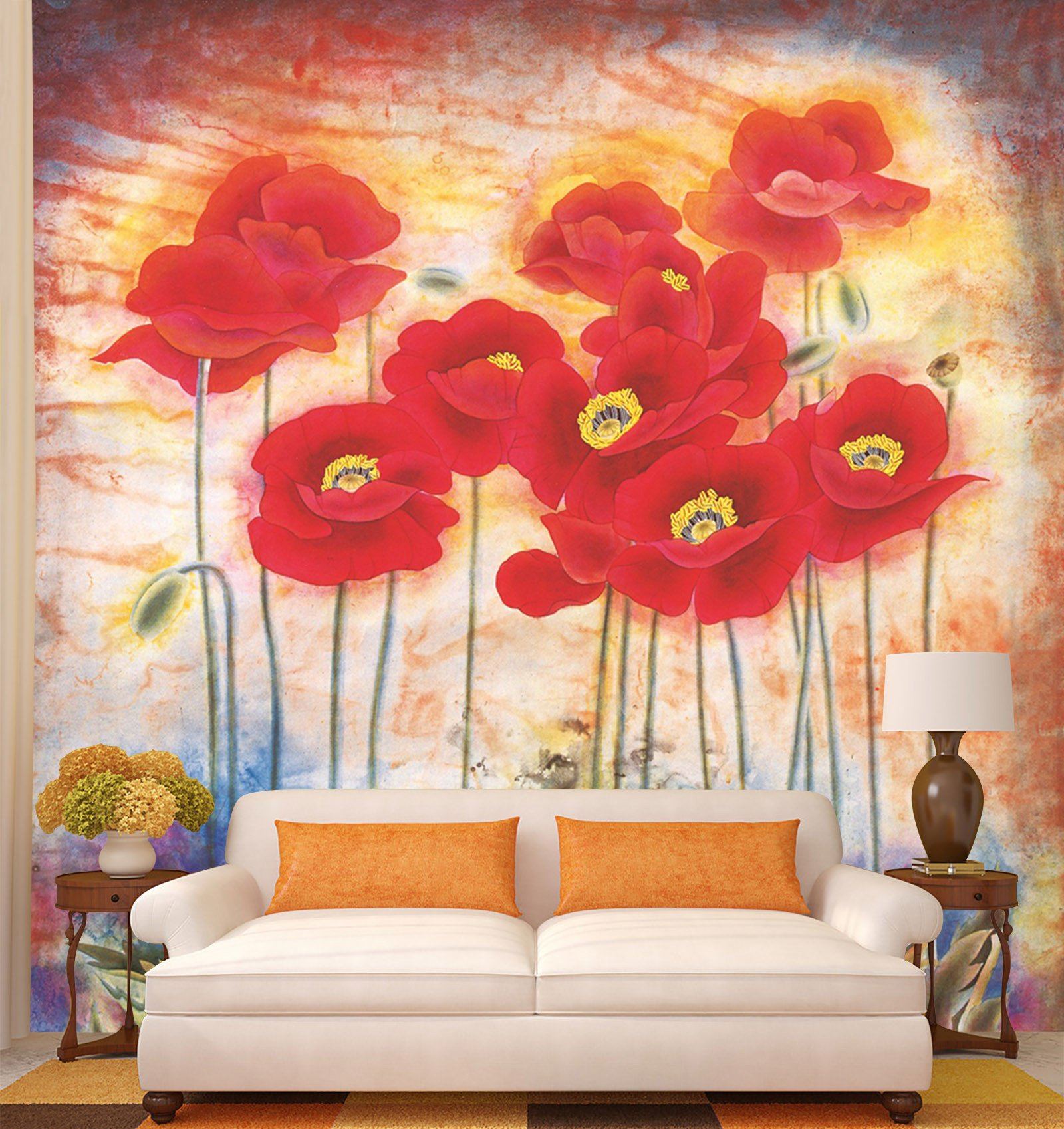 3D Painting Red Flower 29 Wallpaper AJ Wallpaper