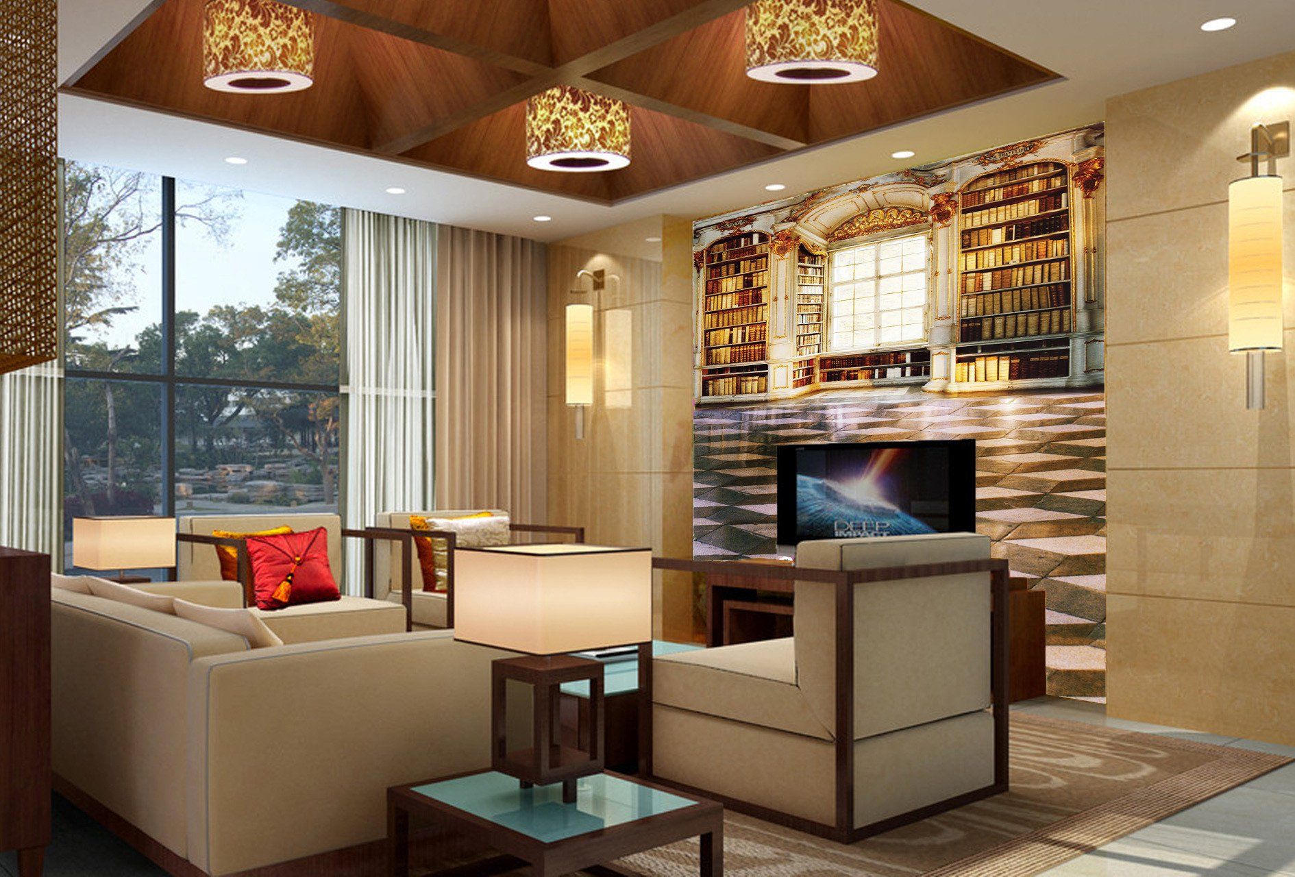 Luxury Bookcase Wallpaper AJ Wallpaper